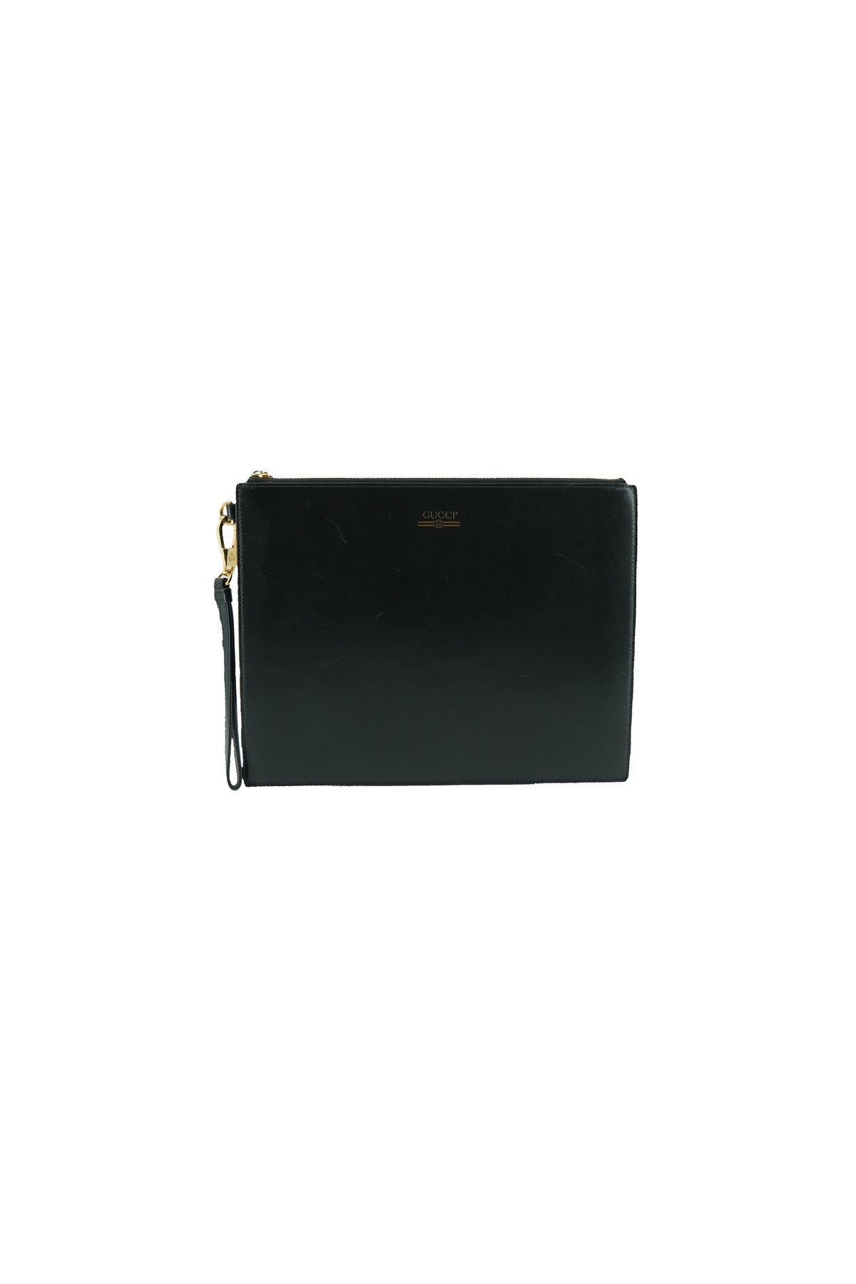 Gucci black leather large wristlet 547615-496035