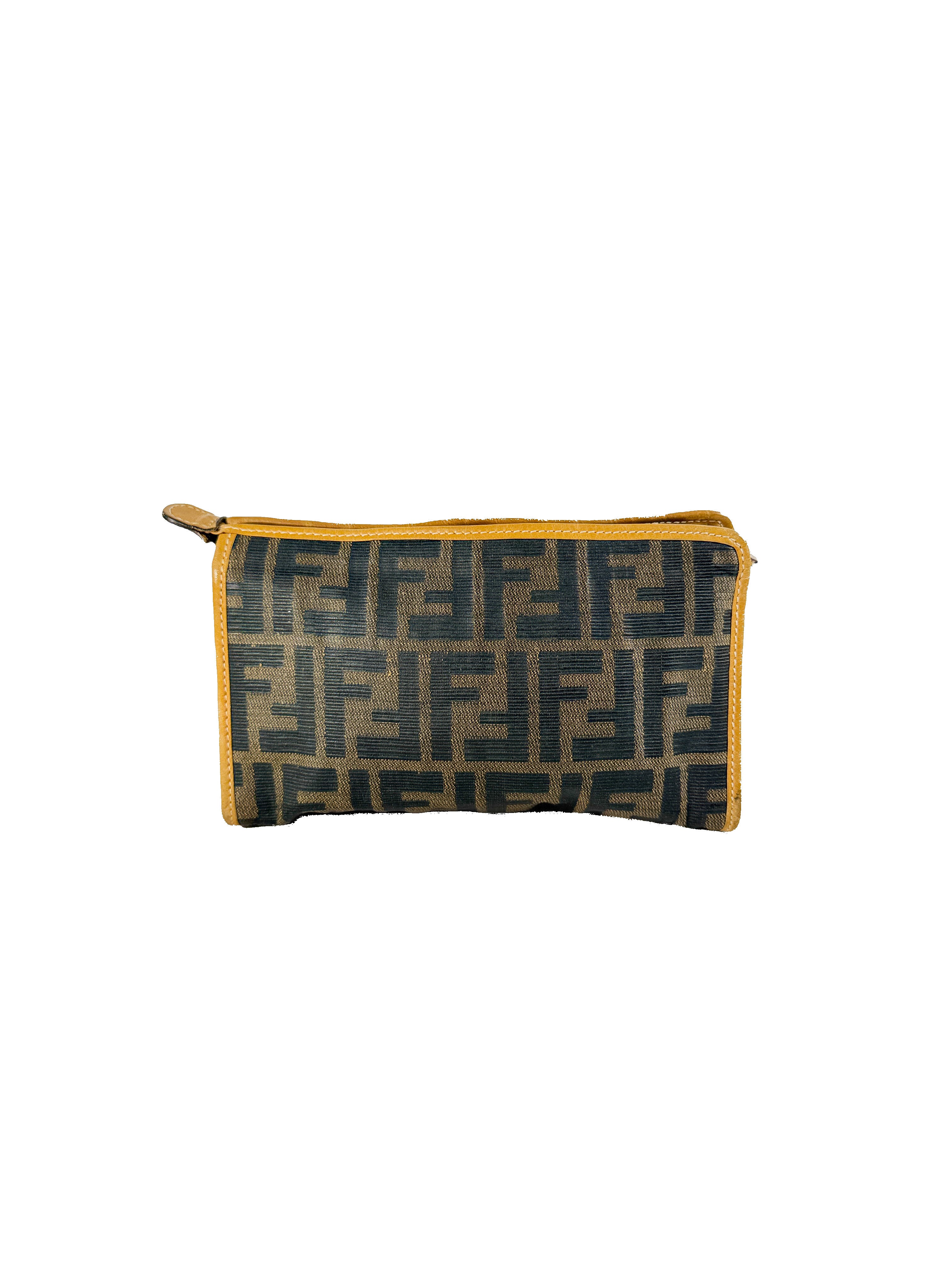 Fendi pequin striped vintage zip pouch