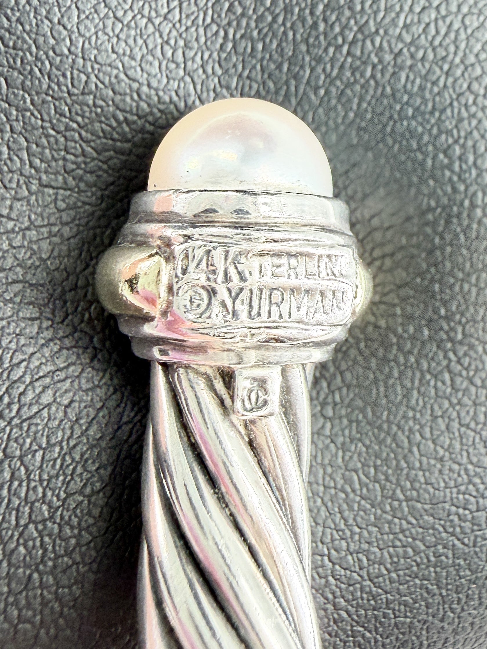 David Yurman sterling silver, 14k gold pearl 7MM cable classic