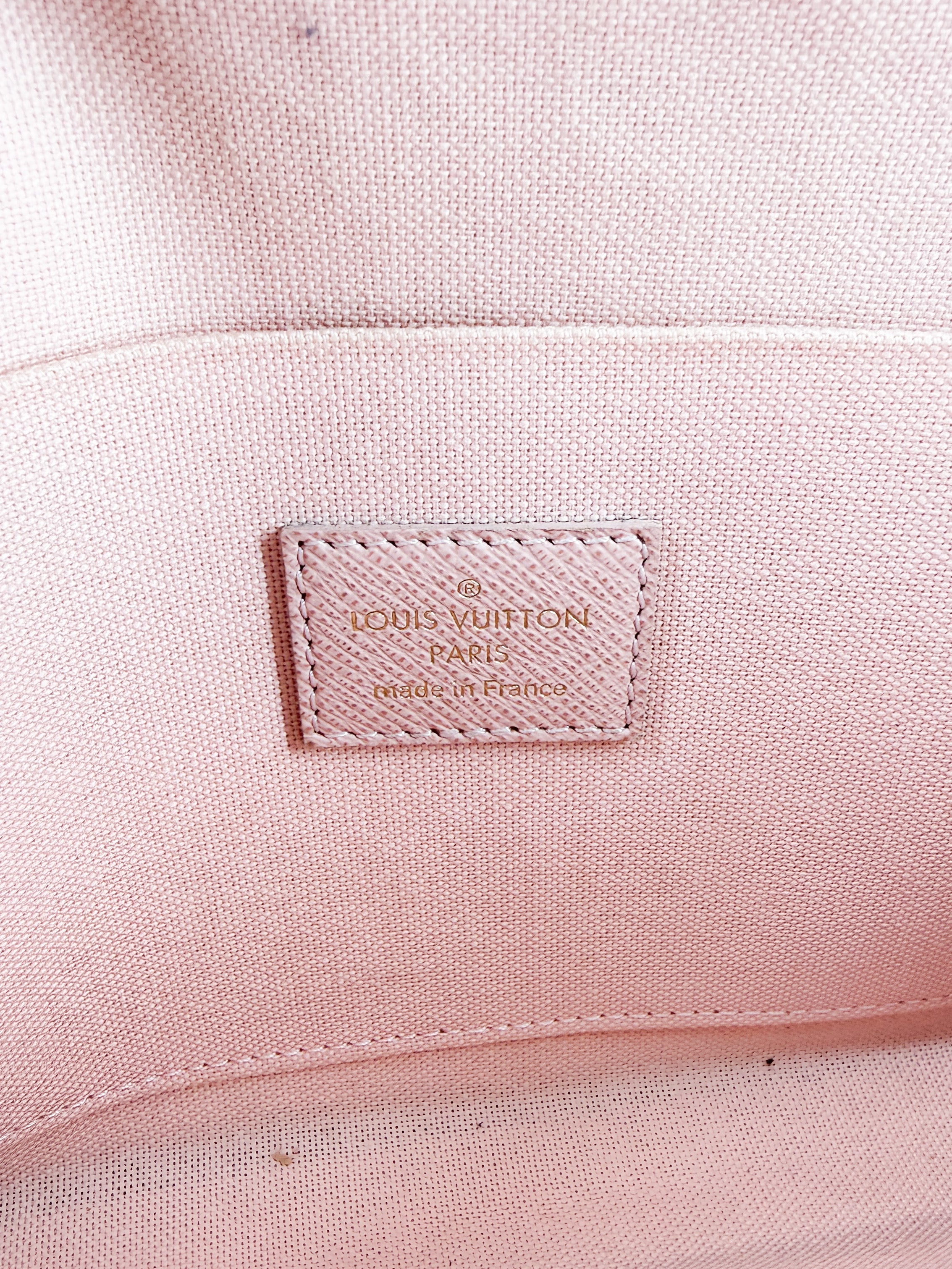 Louis Vuitton damier azur pochette Felicie chain wallet rose ballerine w/ inserts MI1250