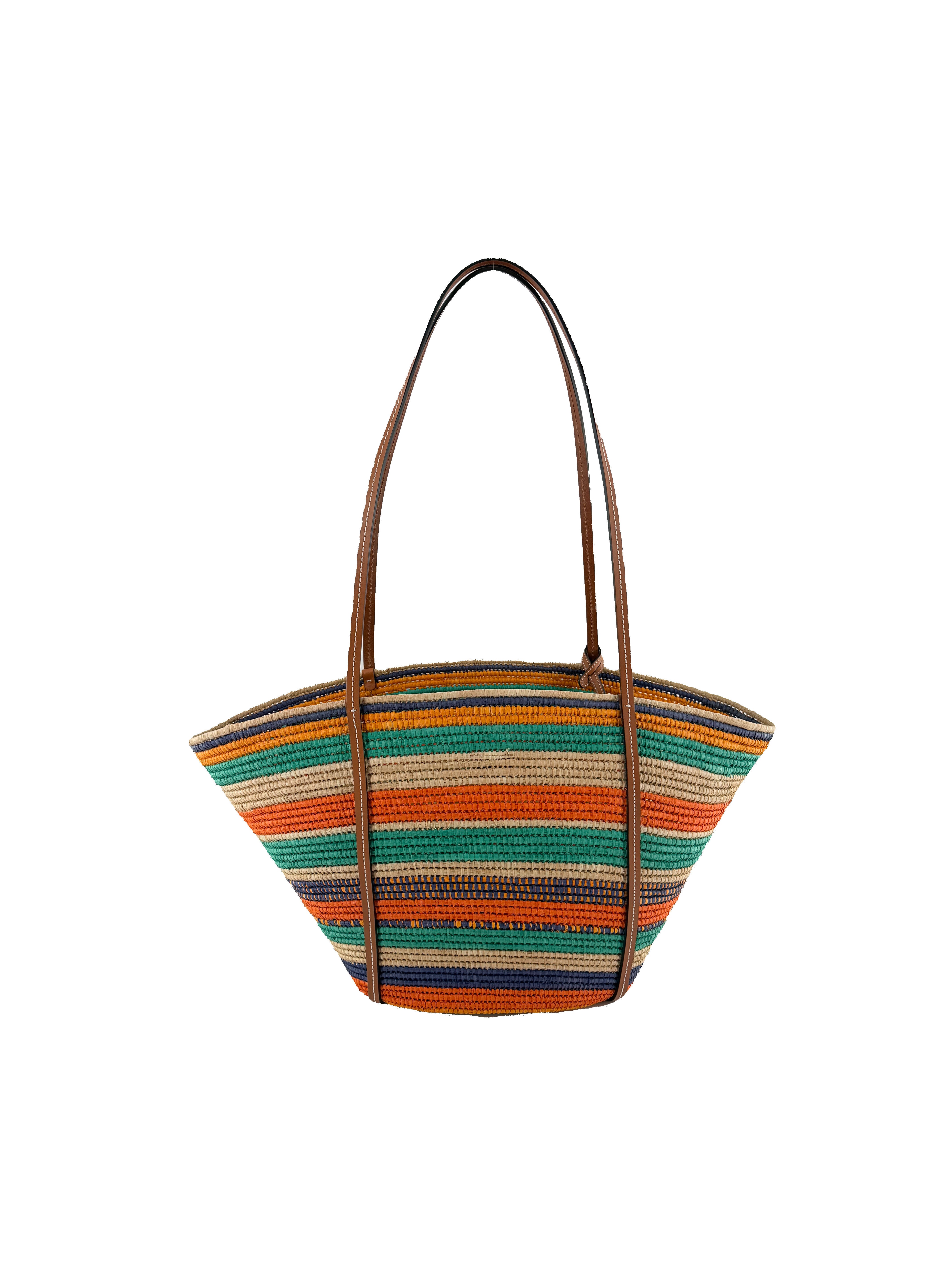 Gucci green, orange raffia interlocking G Blondie tote 746009 525040