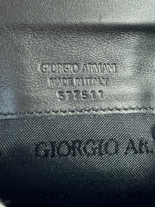 Giorgio Armani black leather card holder keychain