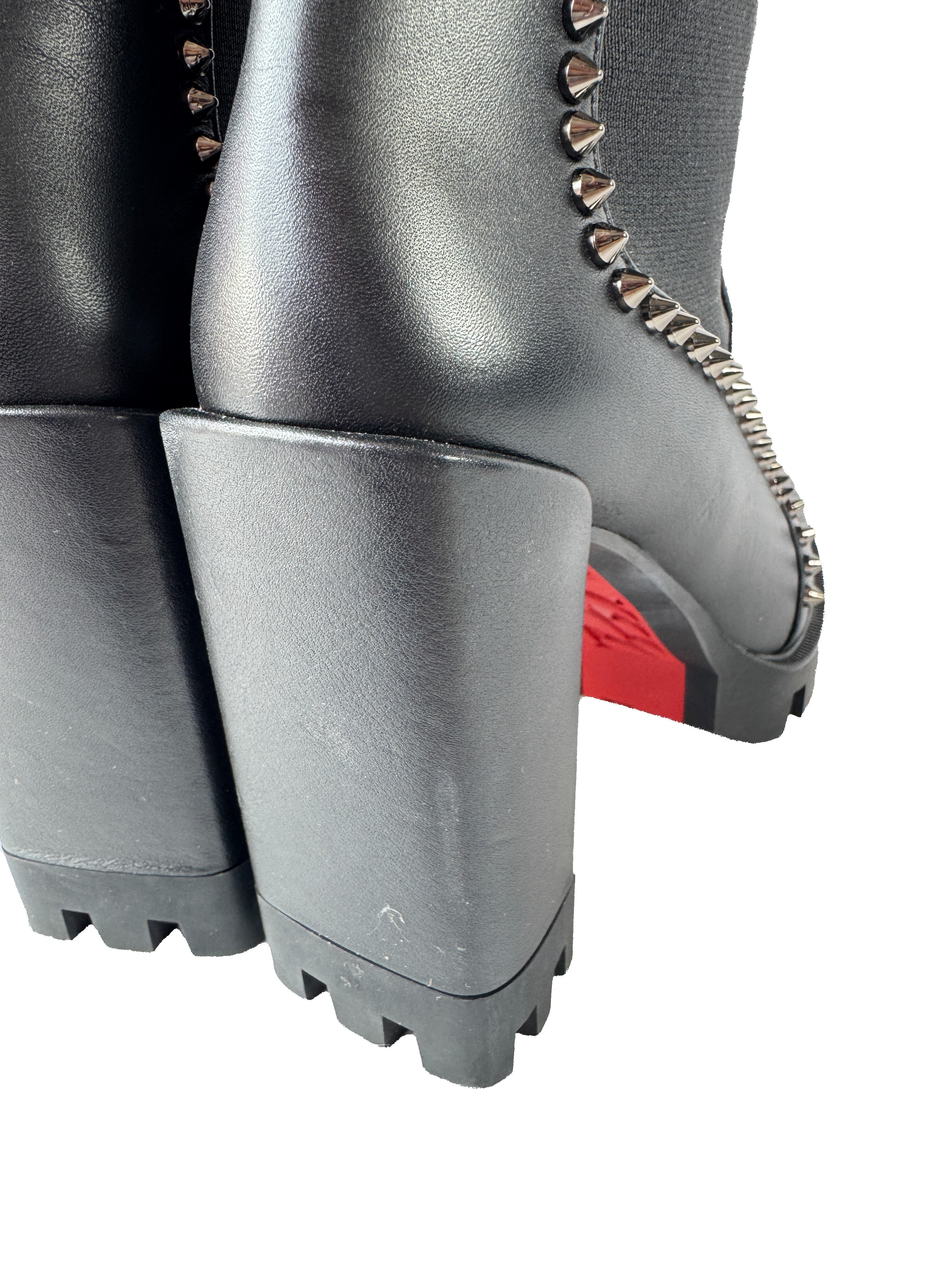 Christian Louboutin black out line spike lug 100 boots size 38.5 BOX