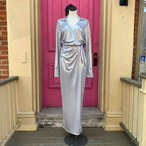 Show me your Mumu silver collared maxi dress size XS NEW