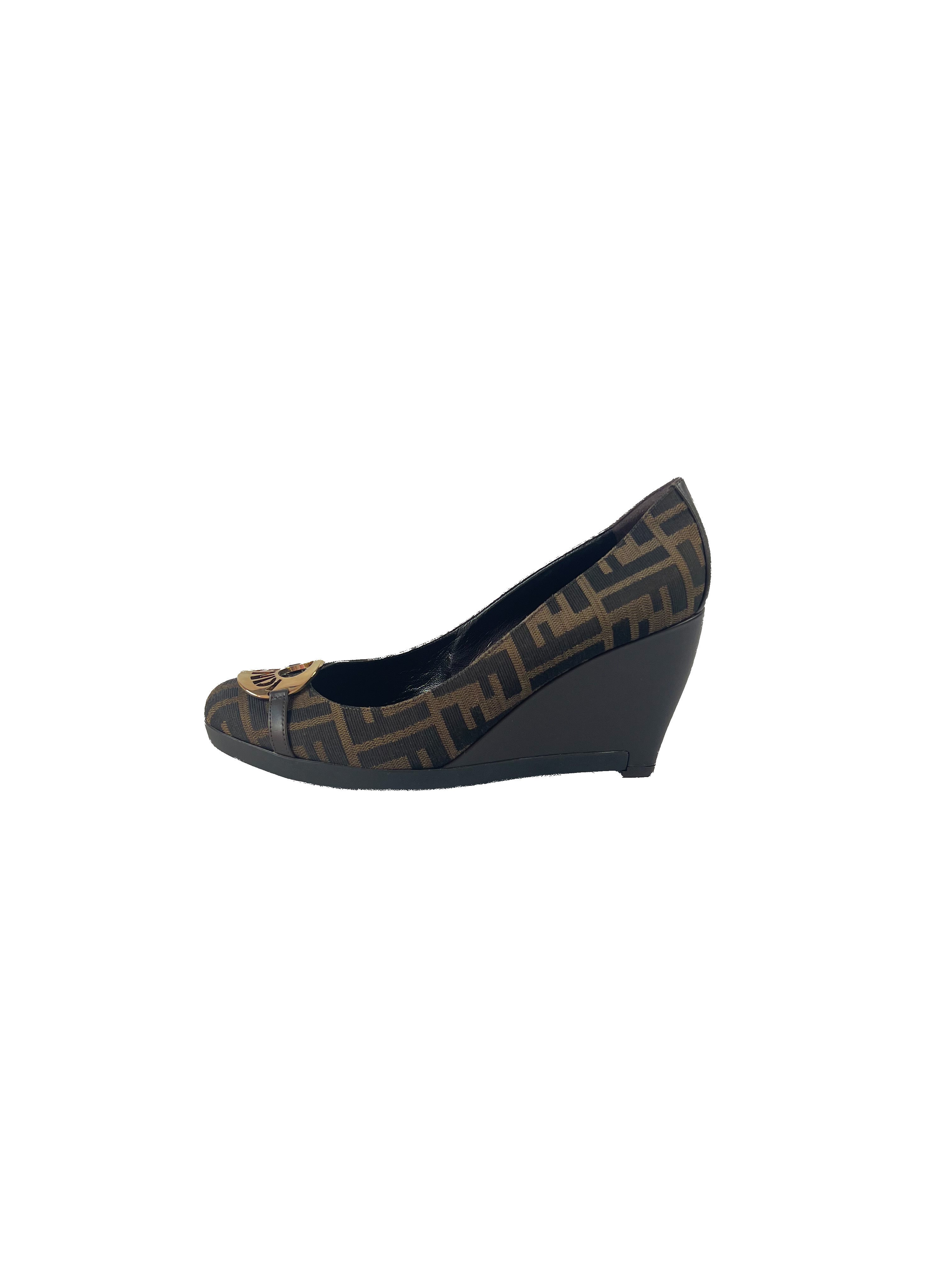 Fendi Zucca jacquard wedges size 40 (10) NEW BOX