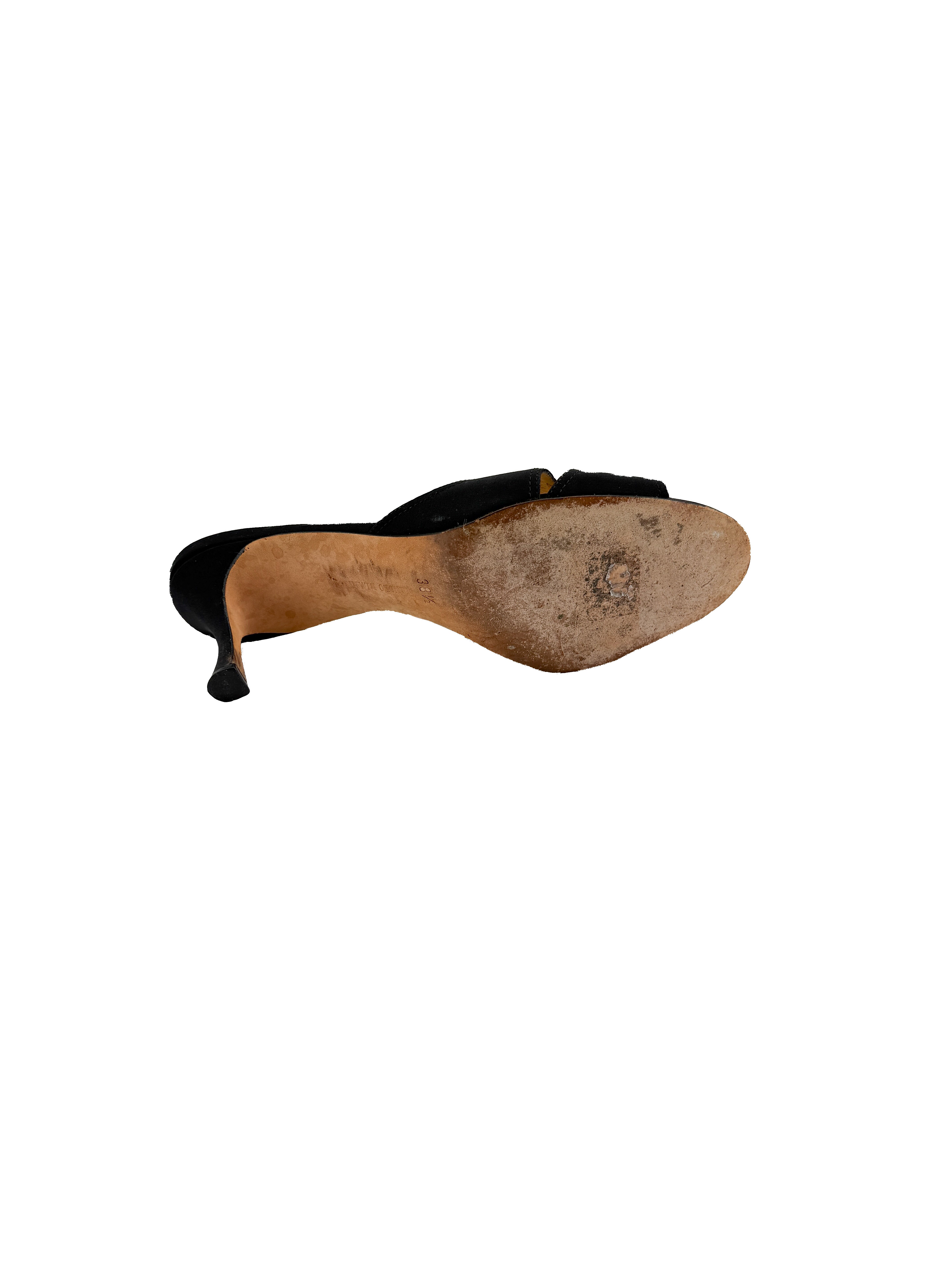 Manolo Blahnik black vintage heeled slides size 38.5