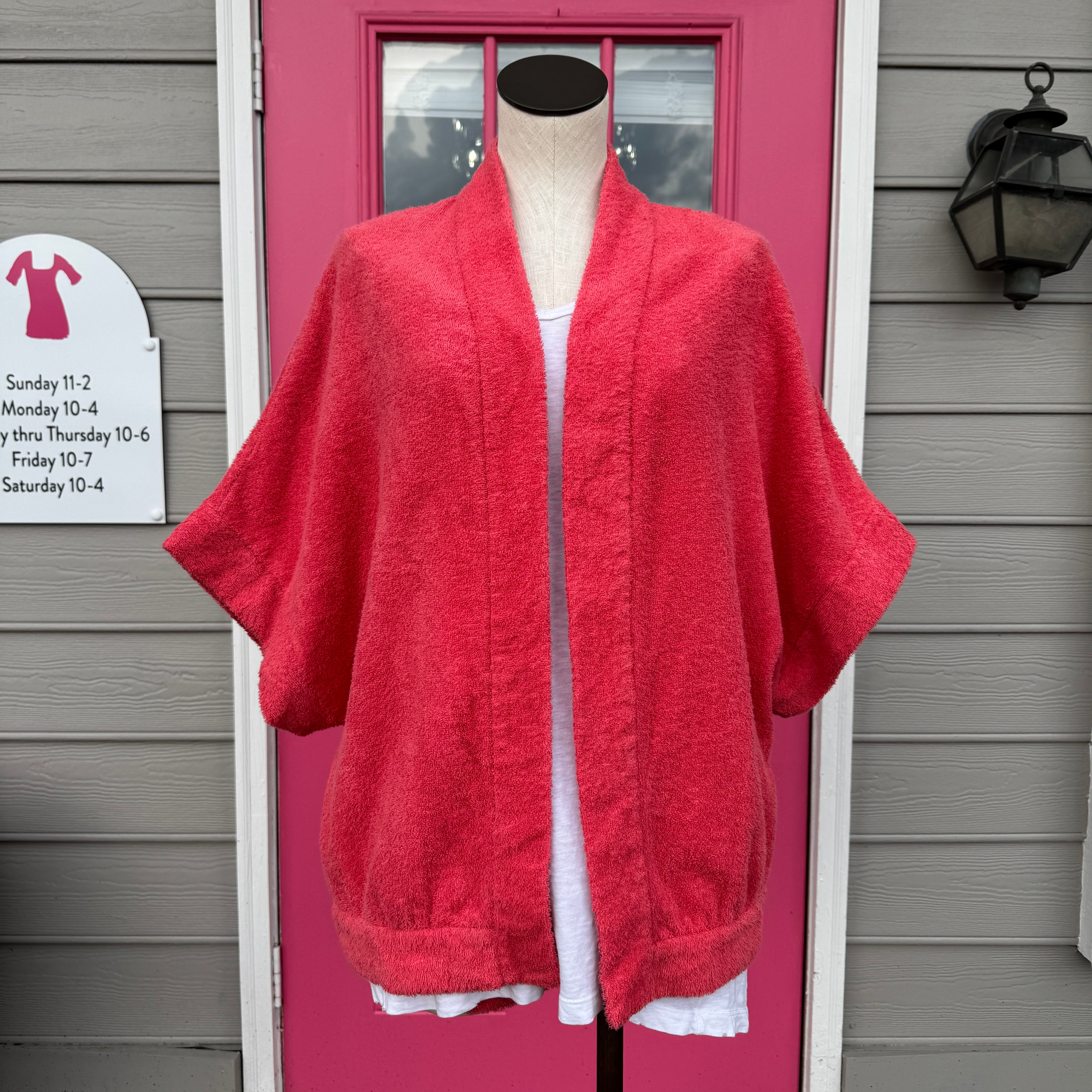 Mantra pink Minnie terry cloth short sleeve open cardigan size M/L
