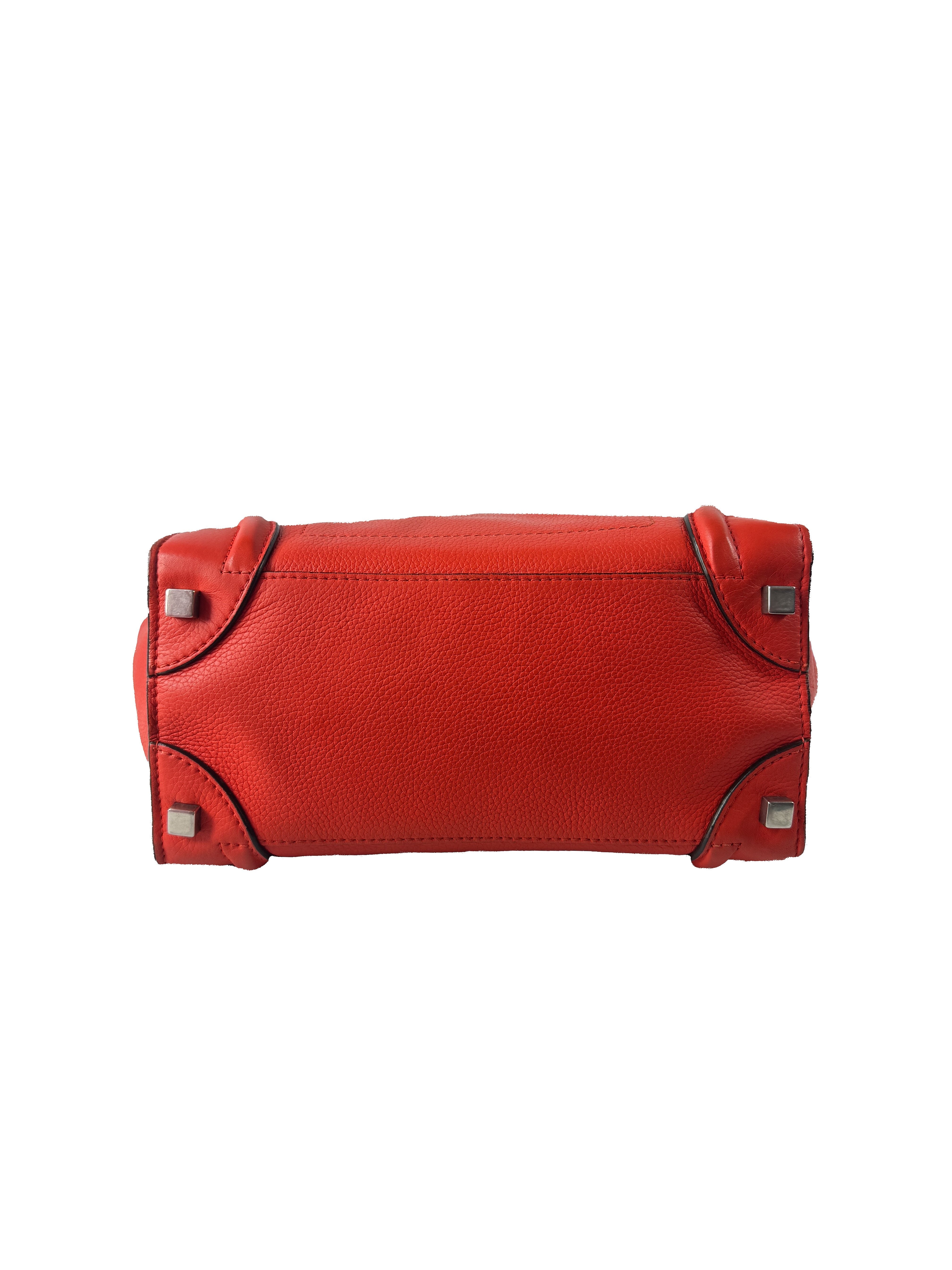 Celine red/orange micro luggage tote F-CE-0153