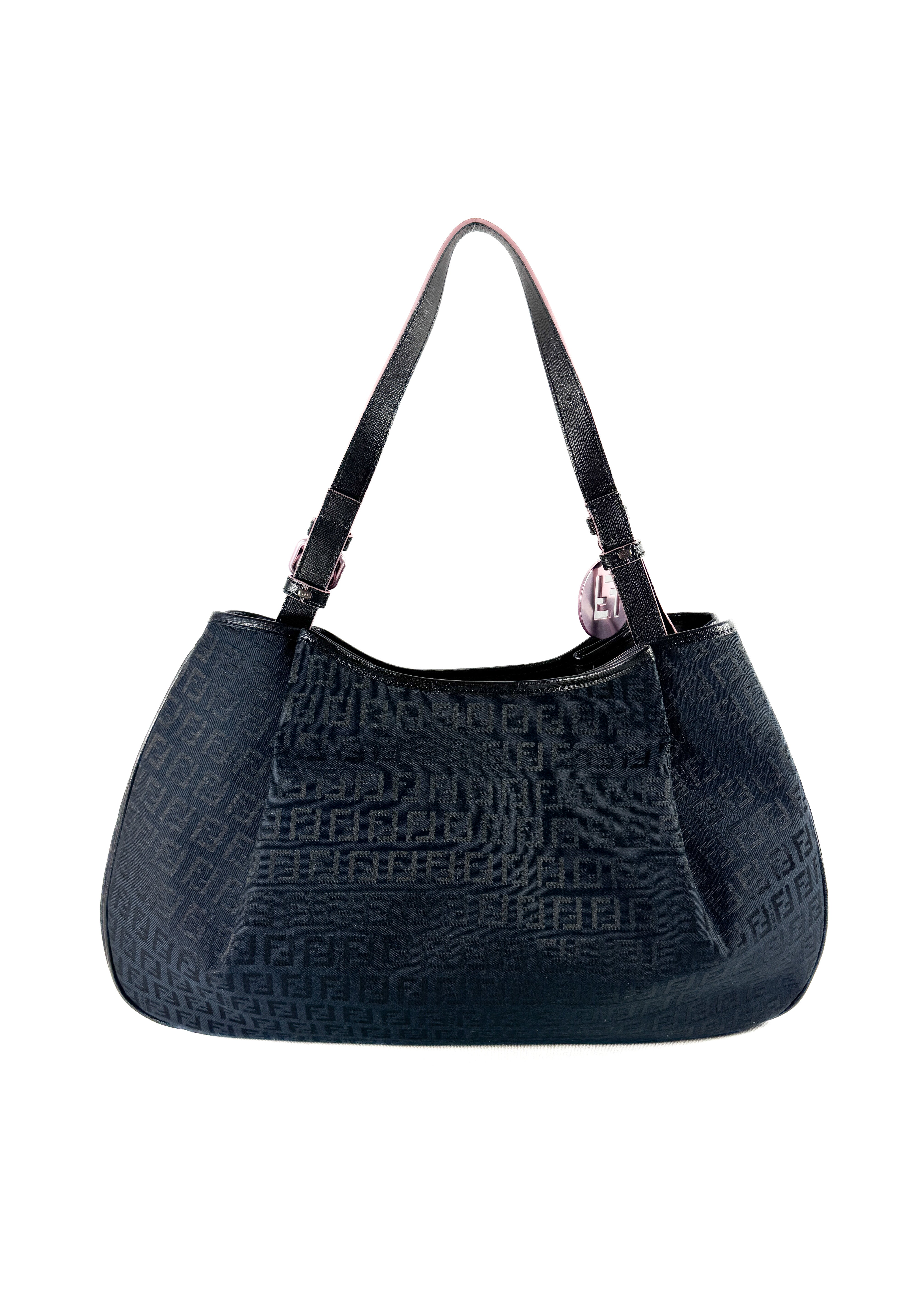 Fendi Zucchino navy, black, pink shoulder bag 8BH220-HJE 128-2354