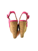 Christian Louboutin hot pink suede wedges size 38