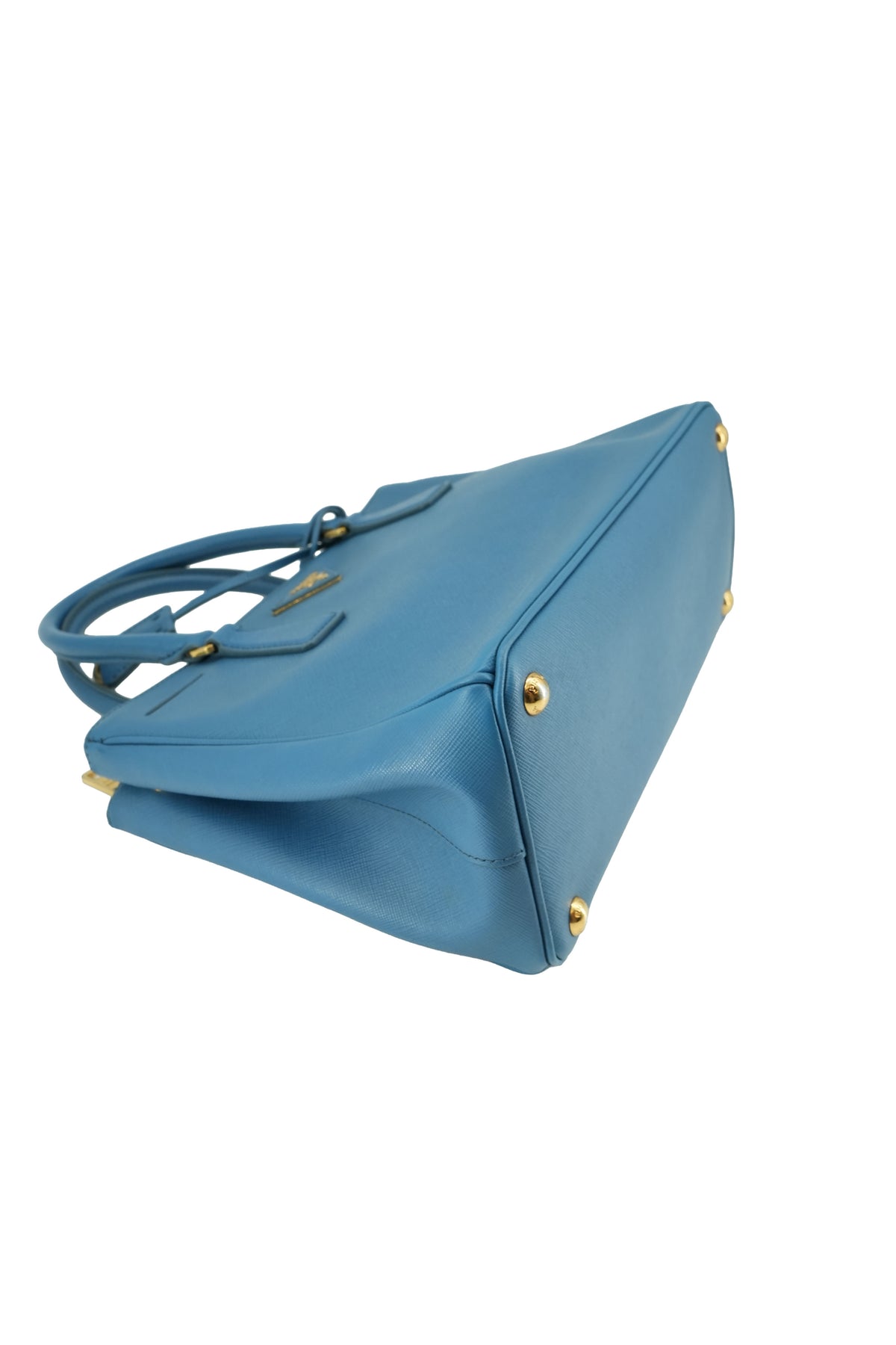 Prada blue leather saffiano Galleria double zip tote 31 Y