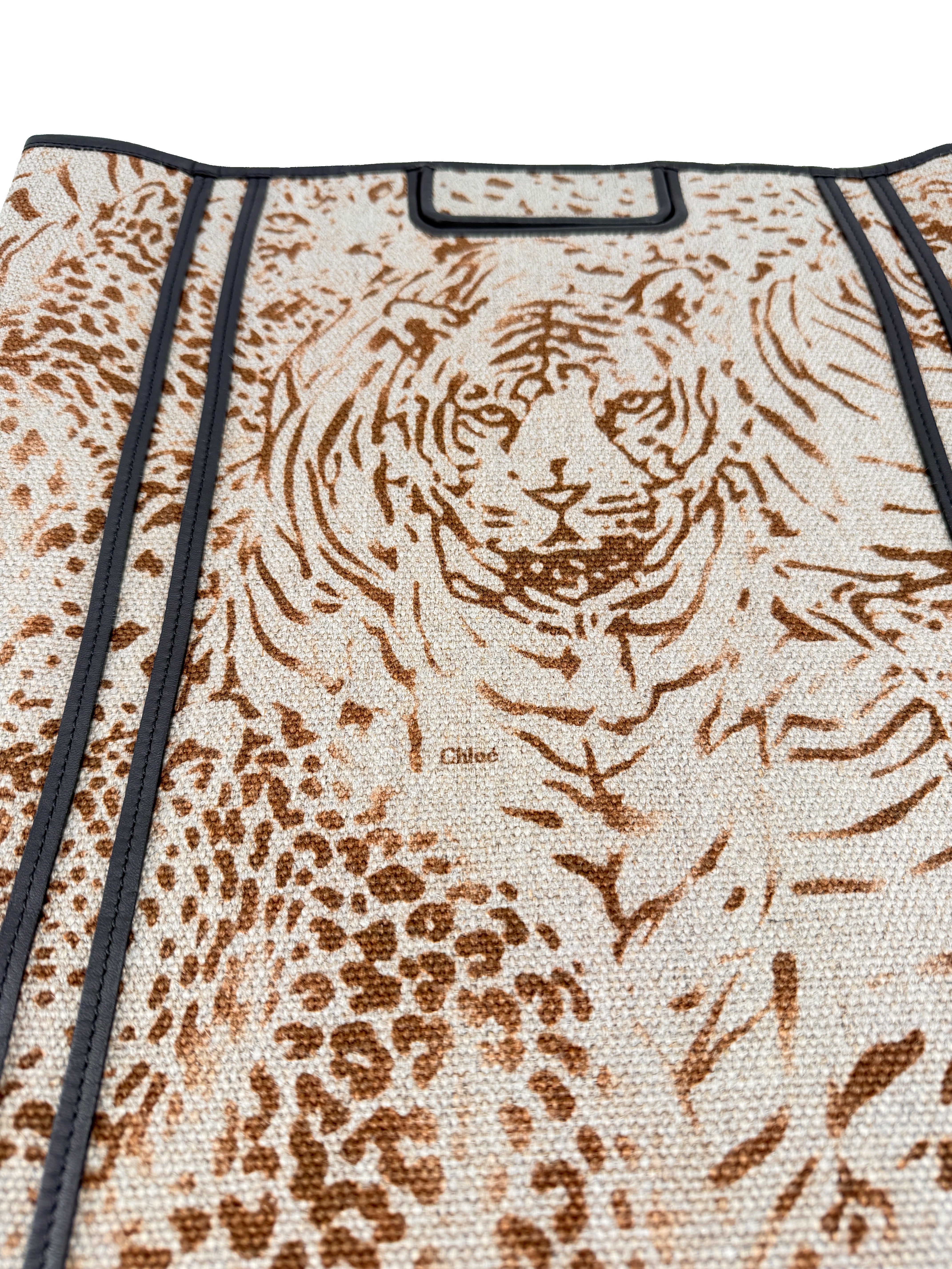 Chloe Vick Medium Tiger & Leopard Print Canvas Tote Bag 01-11-50