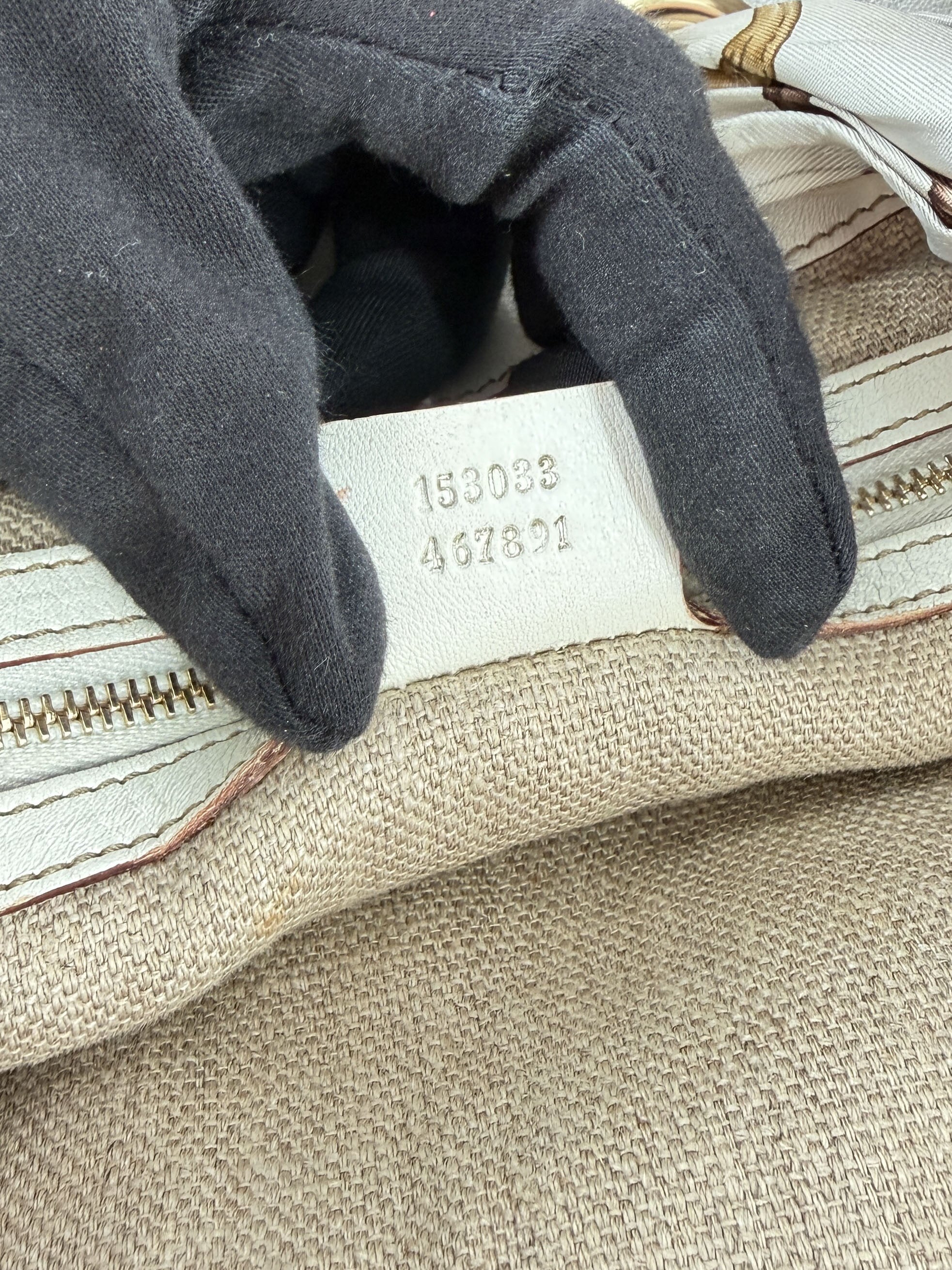 Gucci brown, white Positano scarf tote 153033 467891