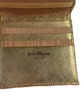 Salvatore Ferragamo gold leather metallic wallet