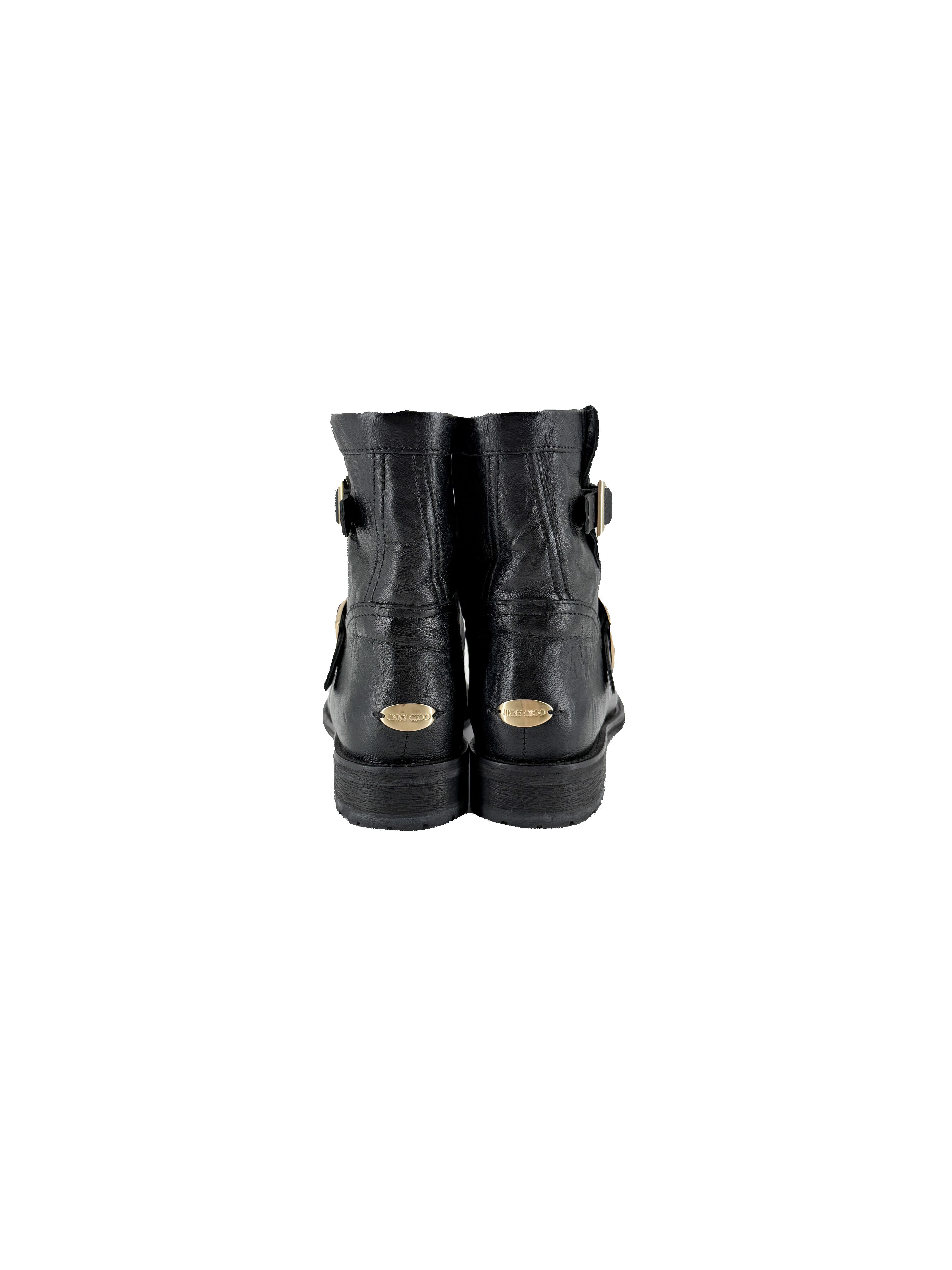 Jimmy Choo black leather boots size 37.5