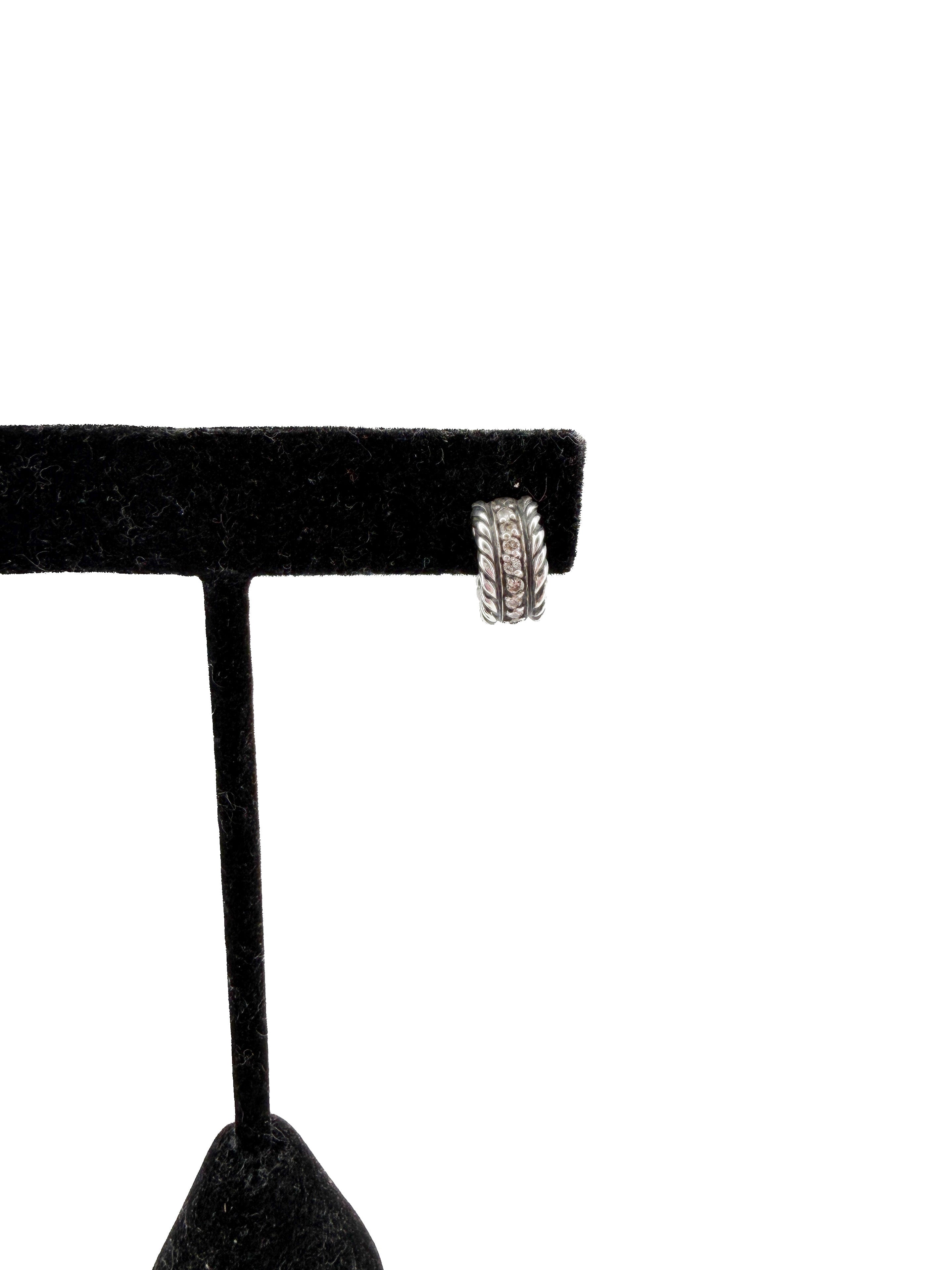 David Yurman sterling silver and diamonds cable huggie earrings