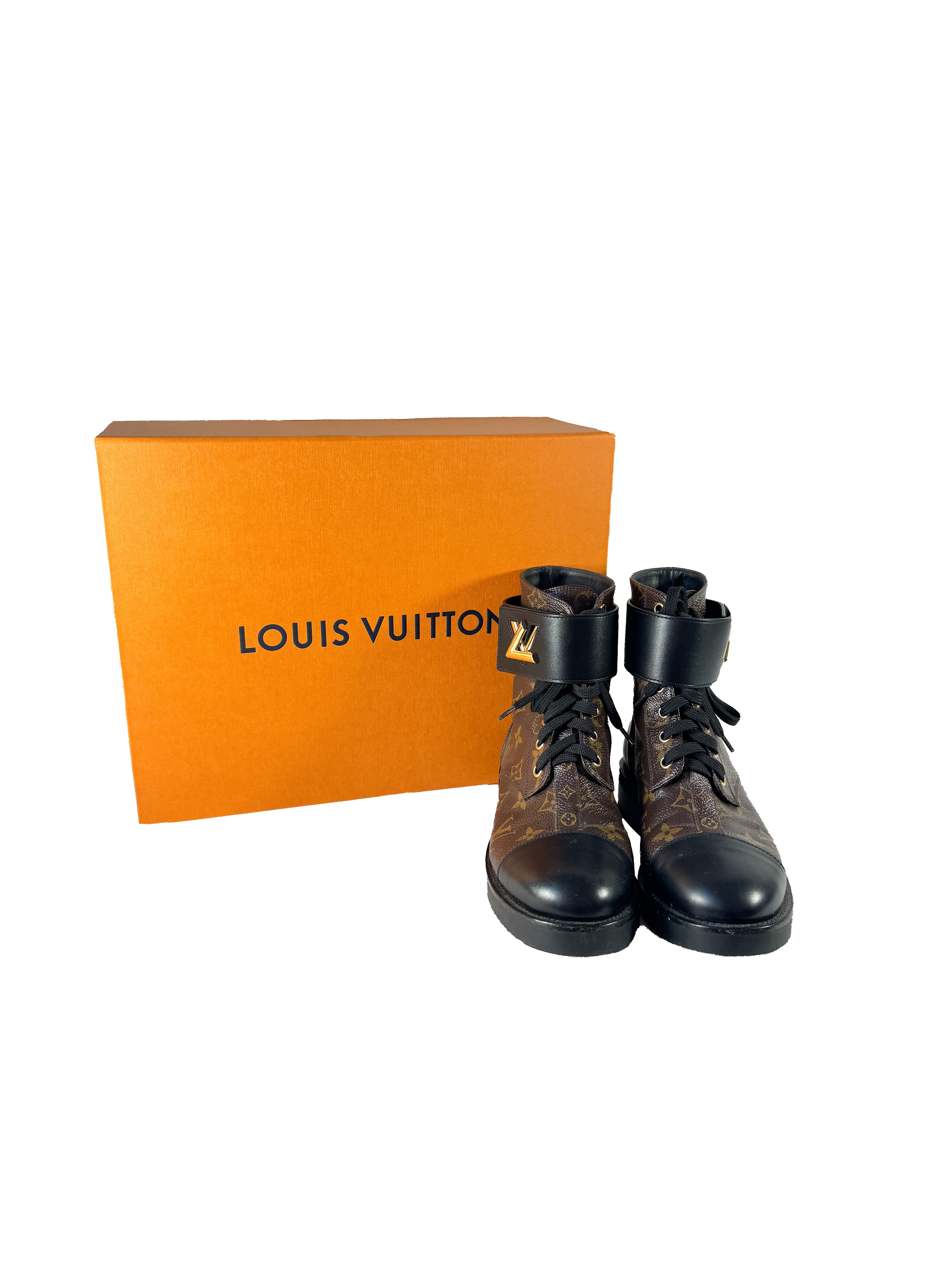 Louis Vuitton monogram Wonderland flat Ranger boots size 37 NL1200