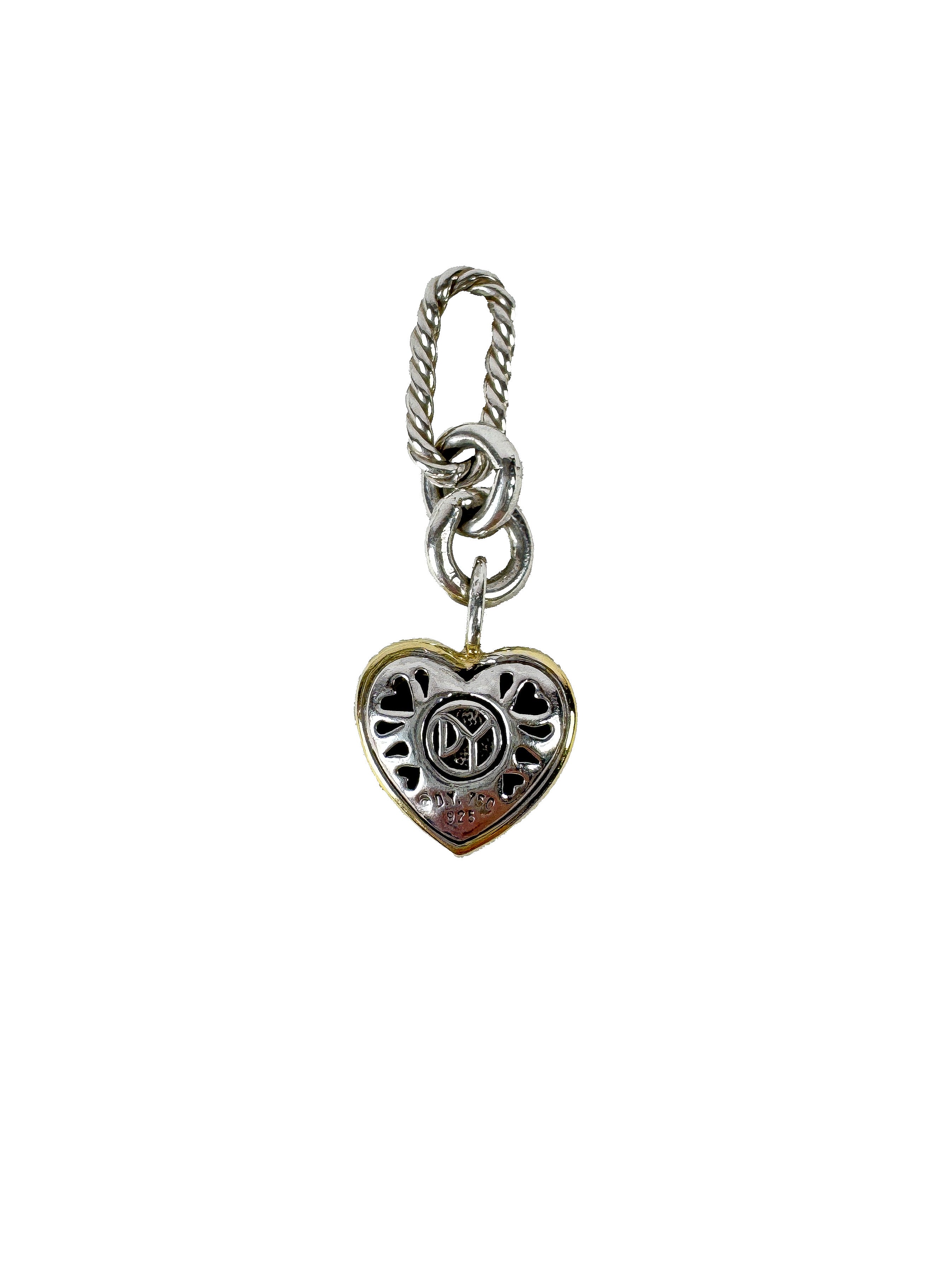 David Yurman sterling silver 14K gold figaro heart charm (with engravings)
