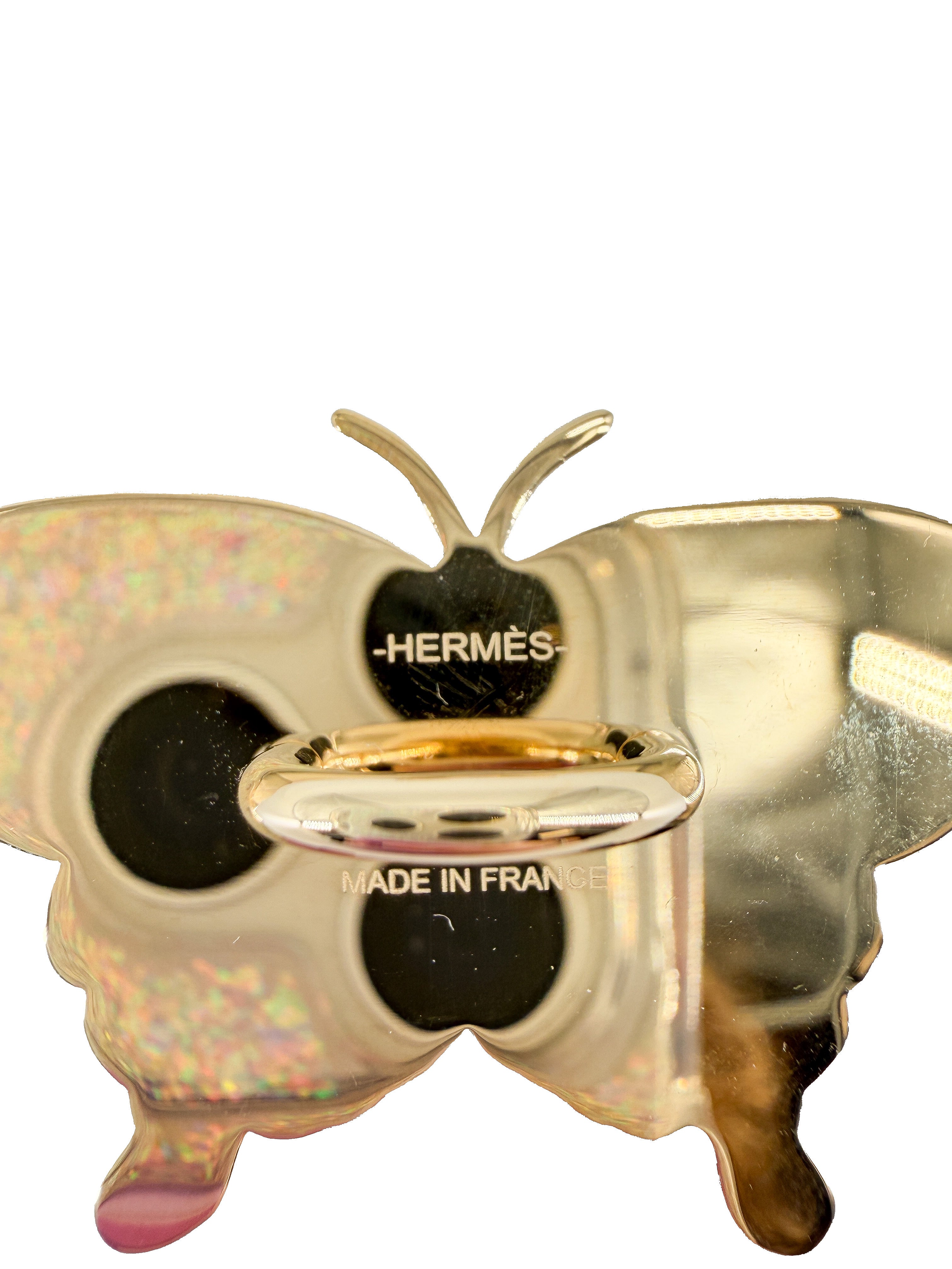 Hermès permabrass Papillon twilly scarf ring