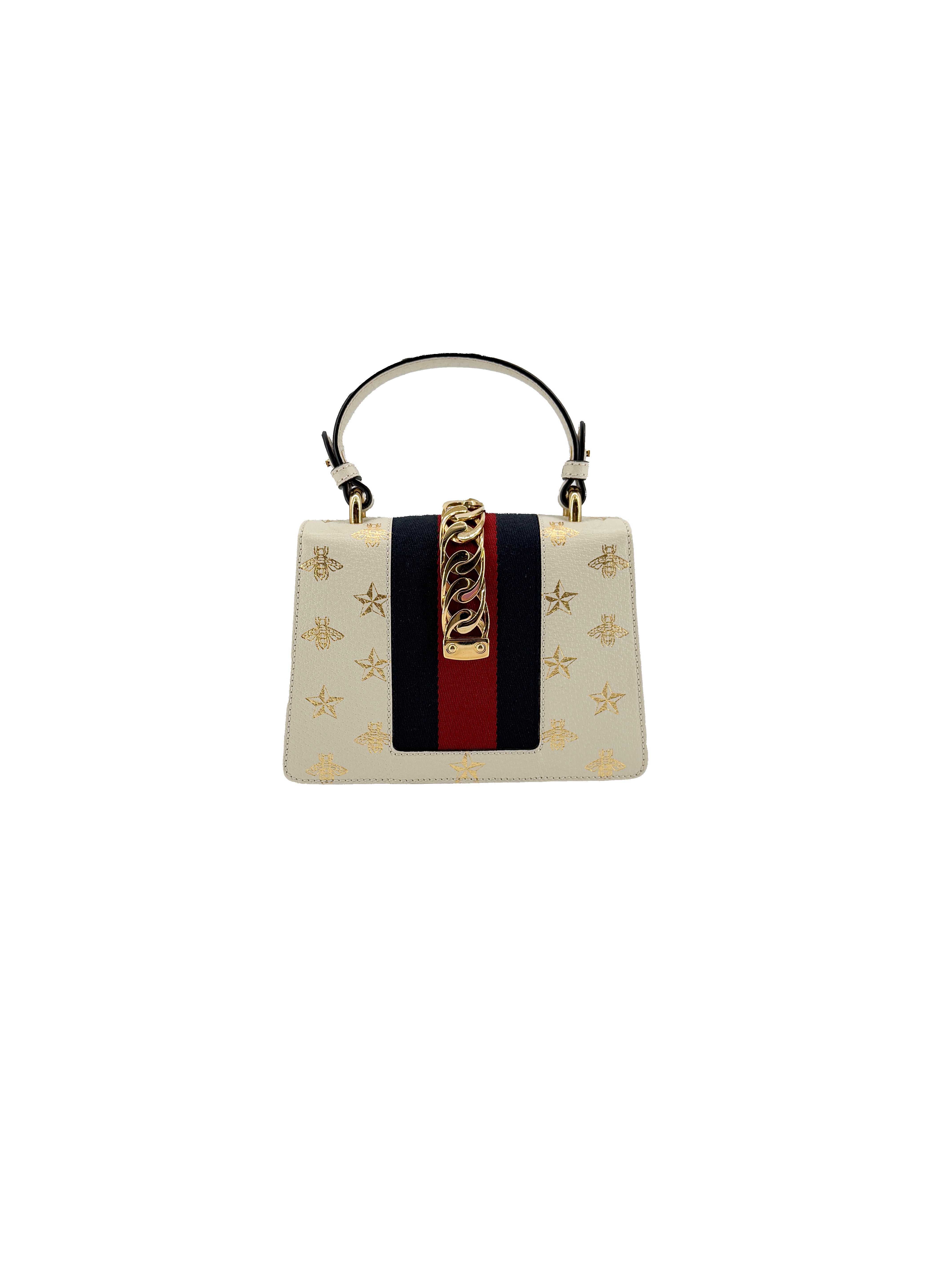 Gucci Sylvie mini bee star top handle bag 470270 486628