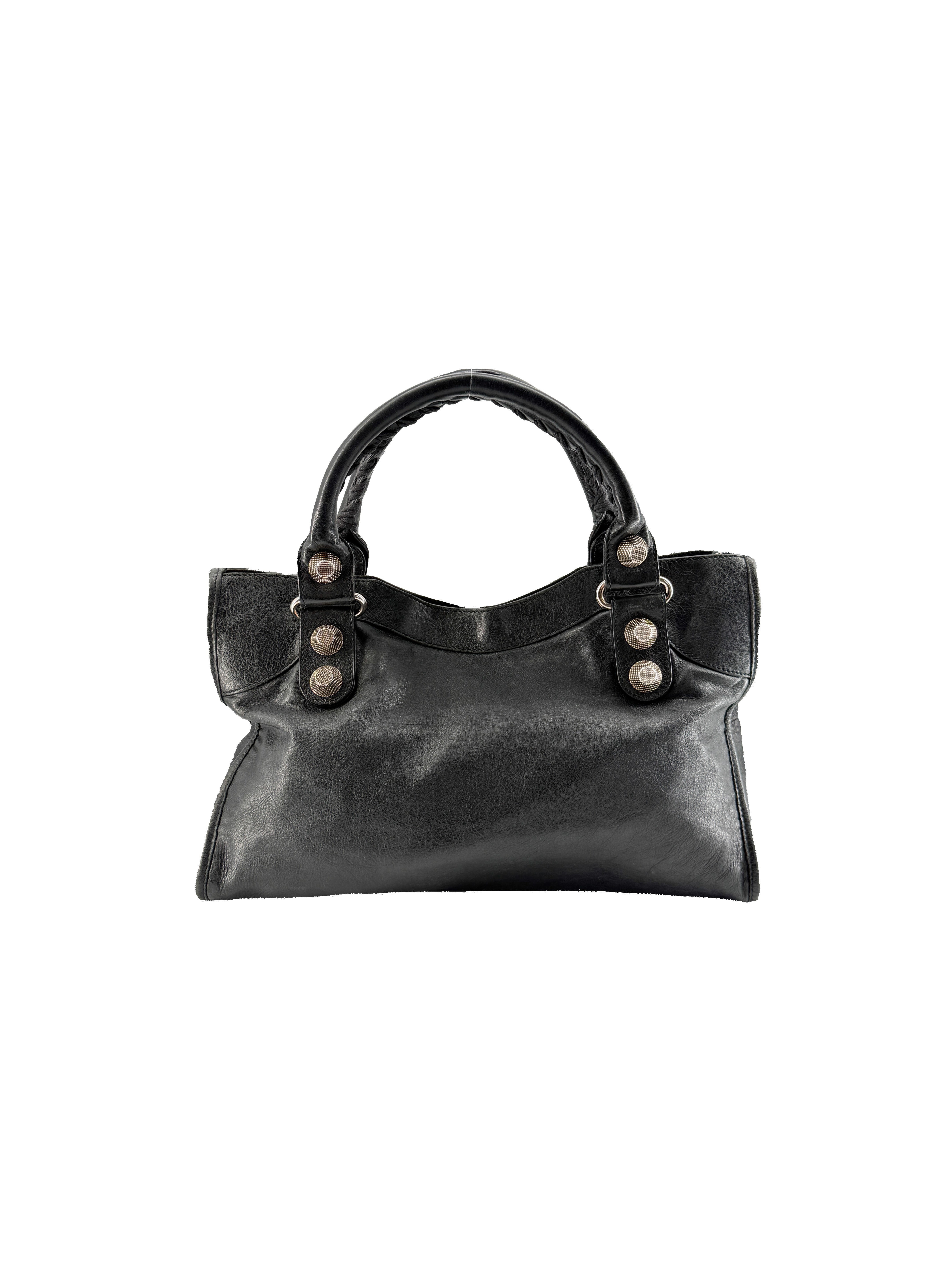 Balenciaga black leather Giant Motocross City handbag 173084-001013