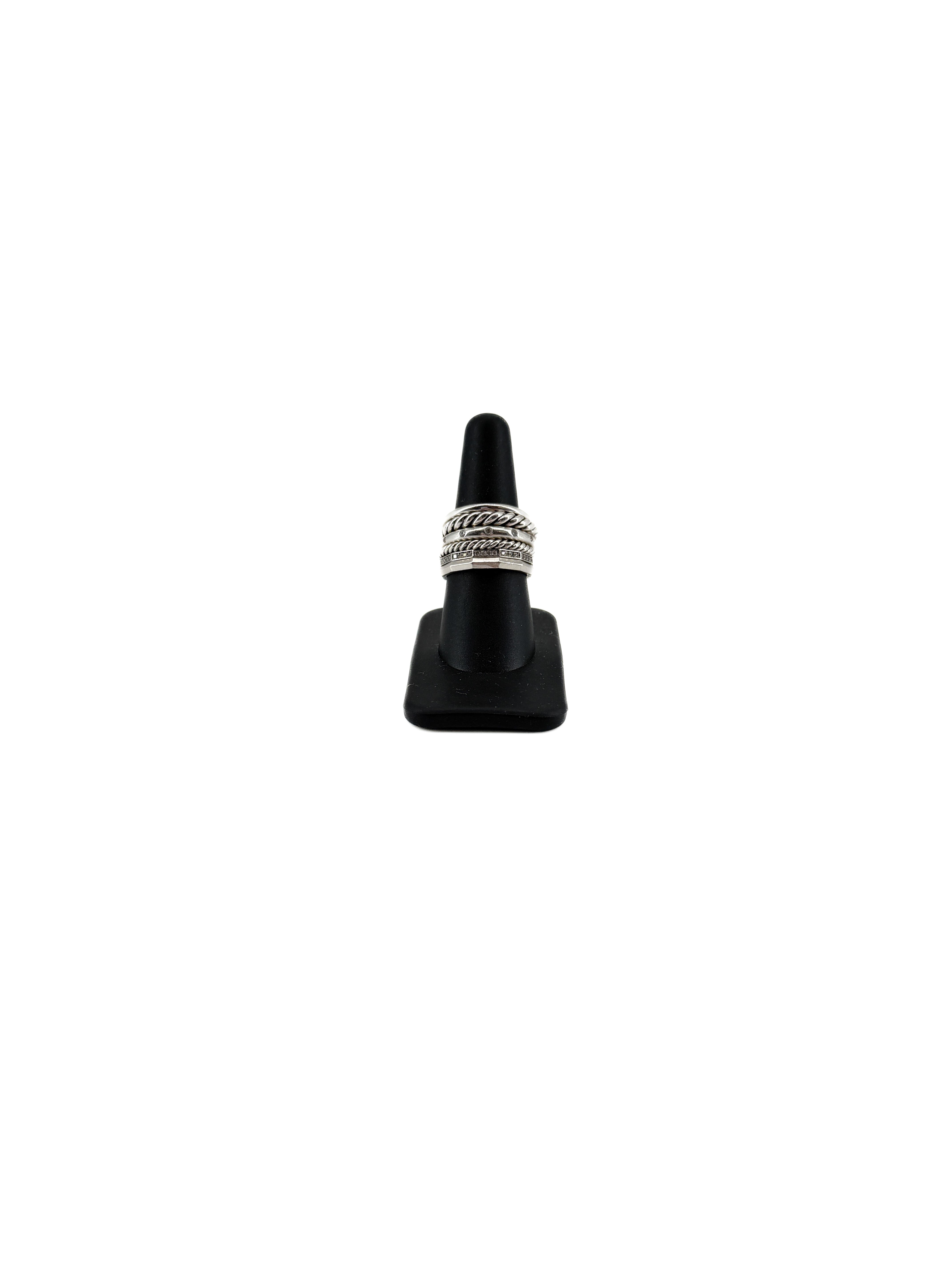 David Yurman stax six row 16MM sterling diamond ring
