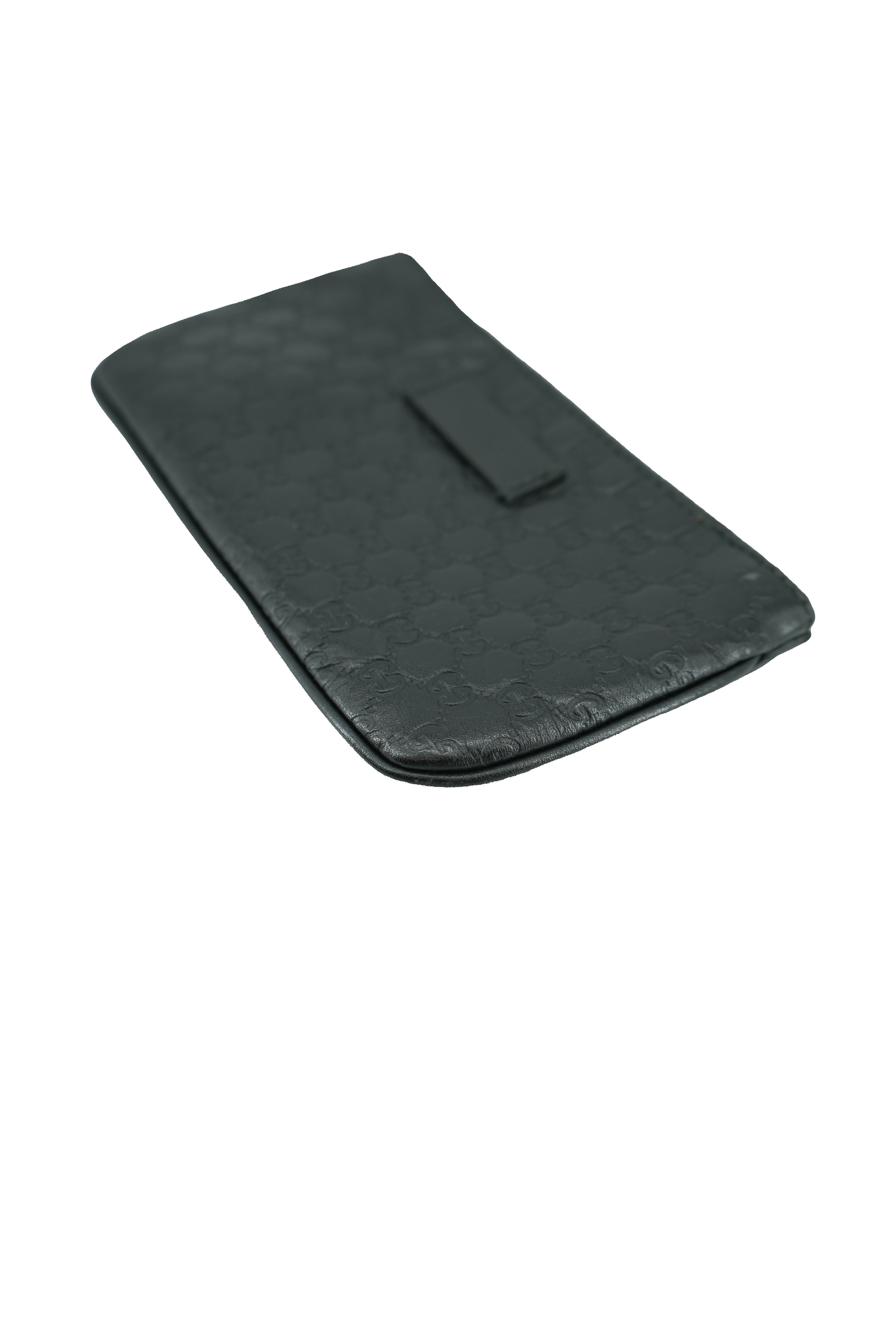 Gucci black leather Guccissima key pouch 544248 205887