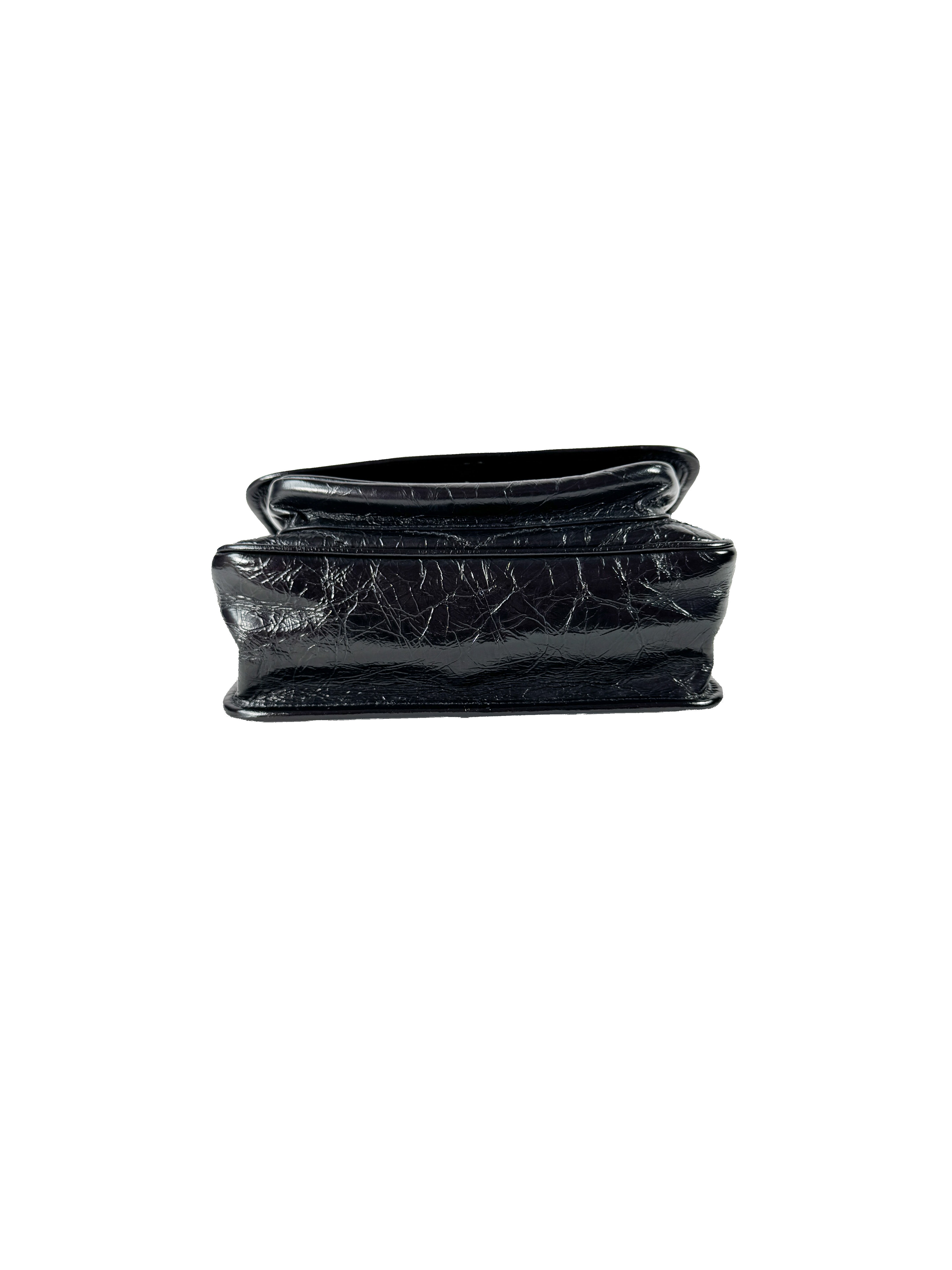 Saint Laurent black crinkled leather Niki MAL633160-0722