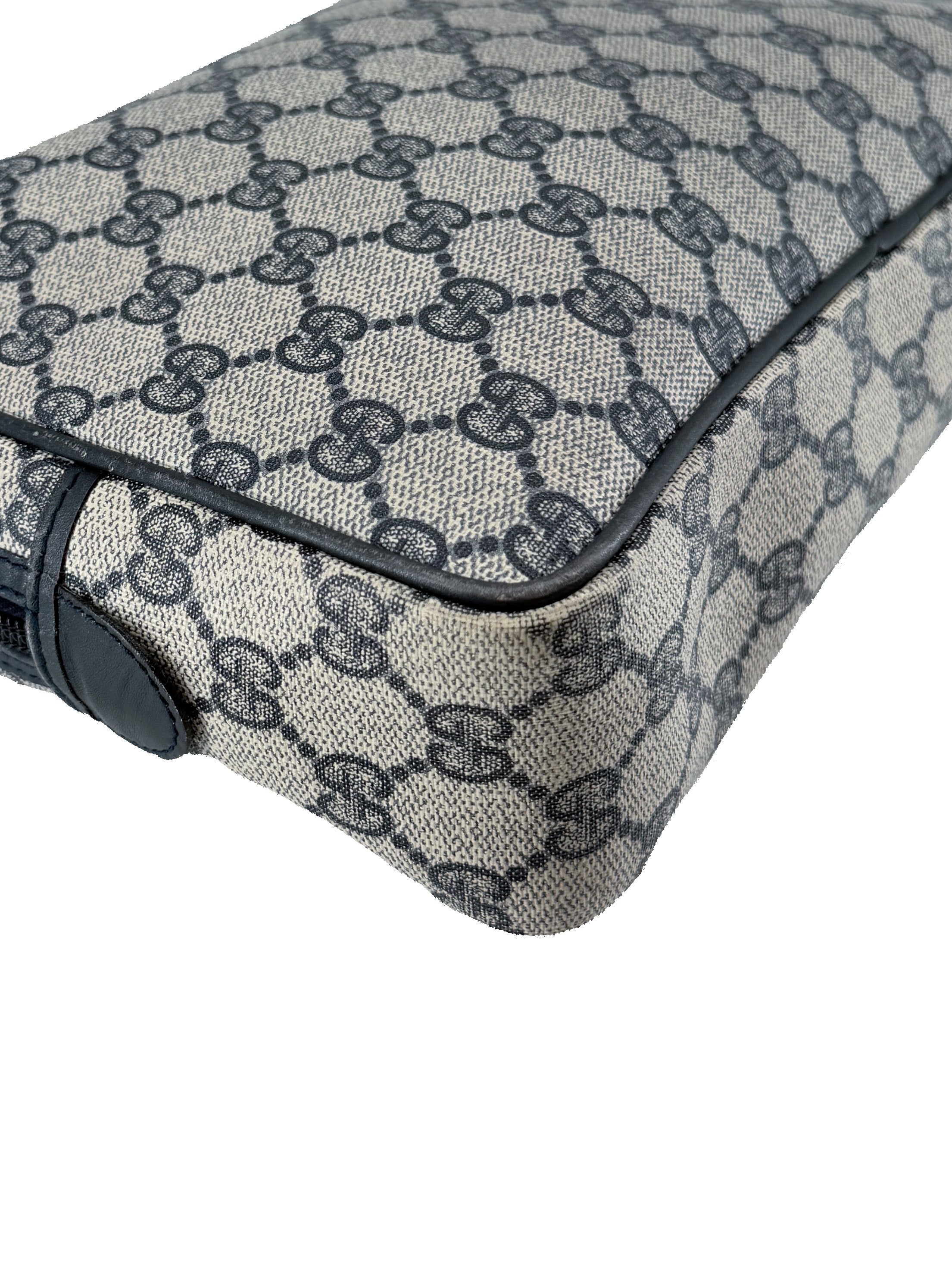 Gucci navy vintage GG coated canvas zip pouch