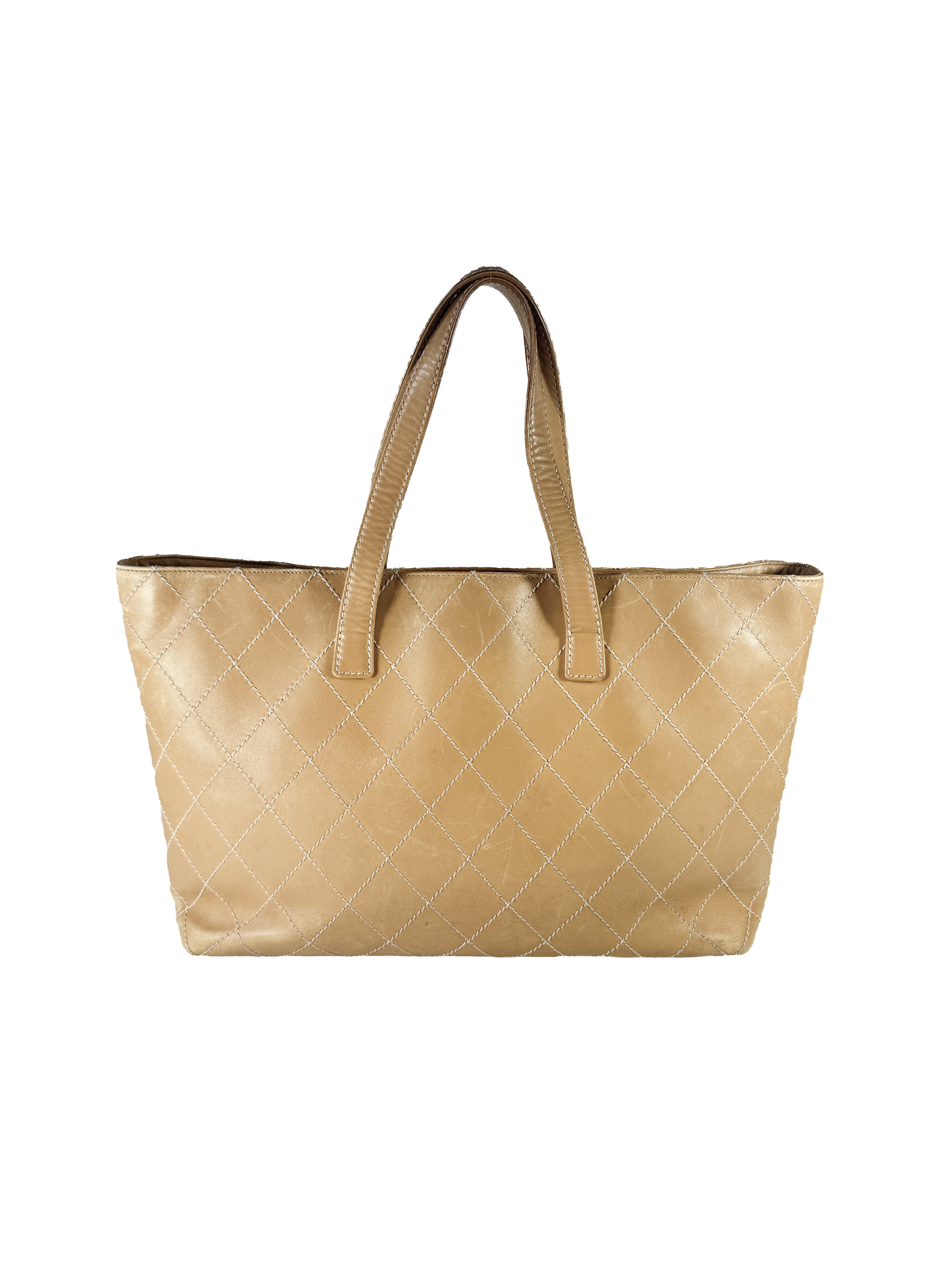 Chanel brown leather wild stitch Surpique Tote Beige 7531480