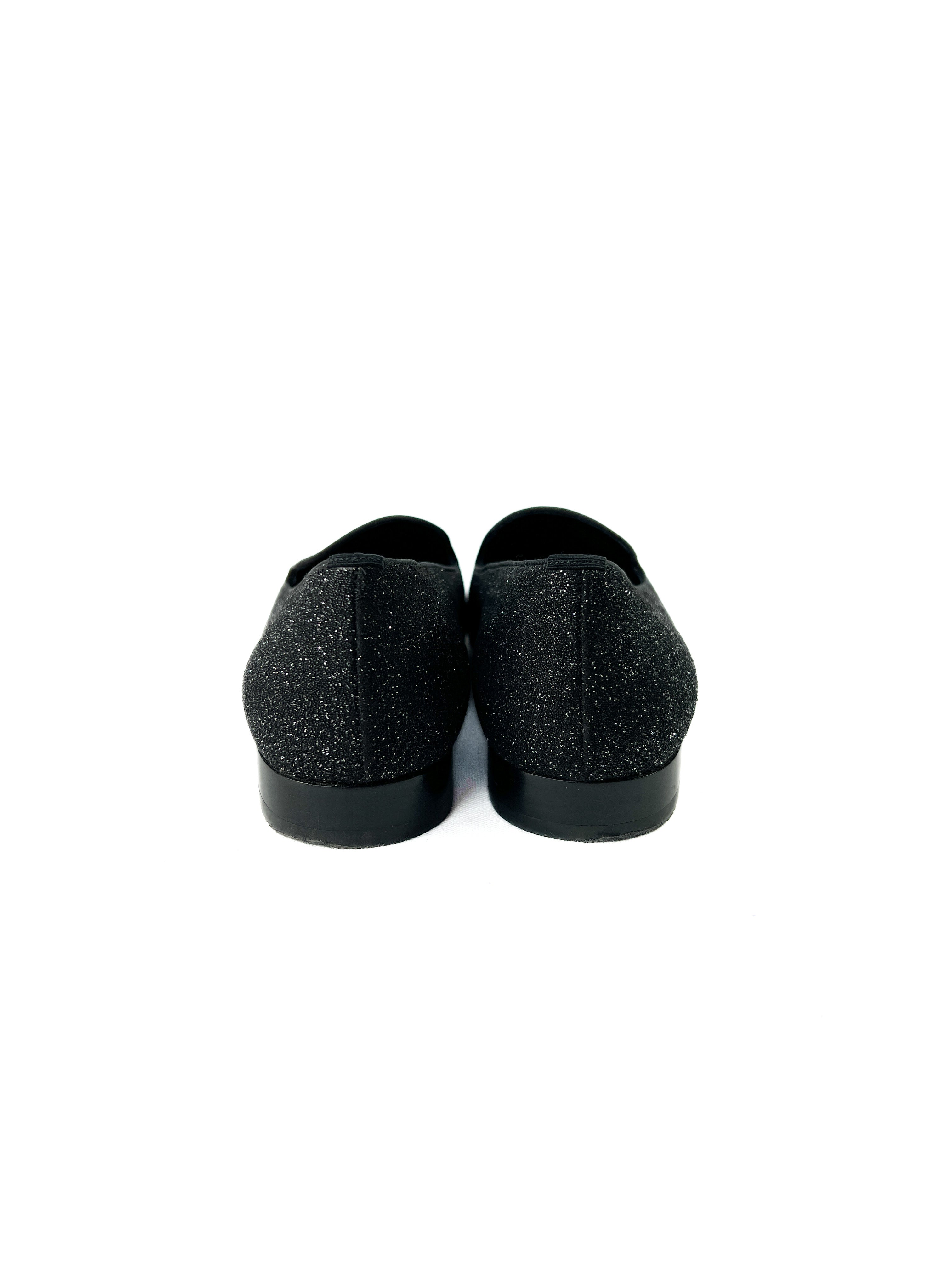 Saint Laurent black glitter loafers size 38 BOX