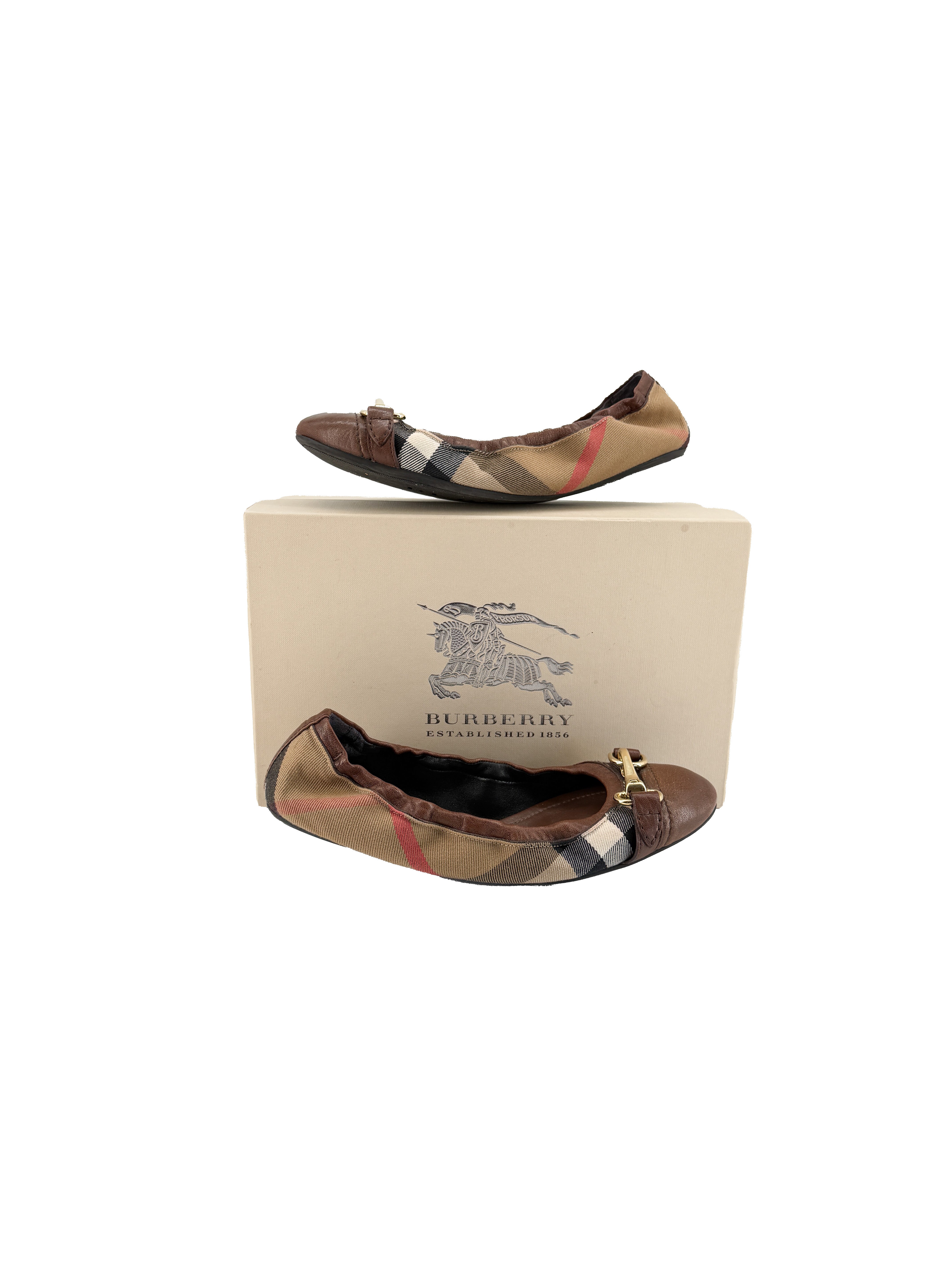 Burberry heritage housecheck Shipley ballerina flats size 38 BOX