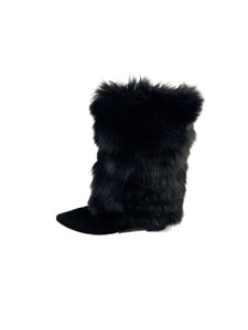 Rene Caovilla black suede fur boots size 37.5