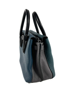 MCM teal, blue, black, gray leather mini Milla tote