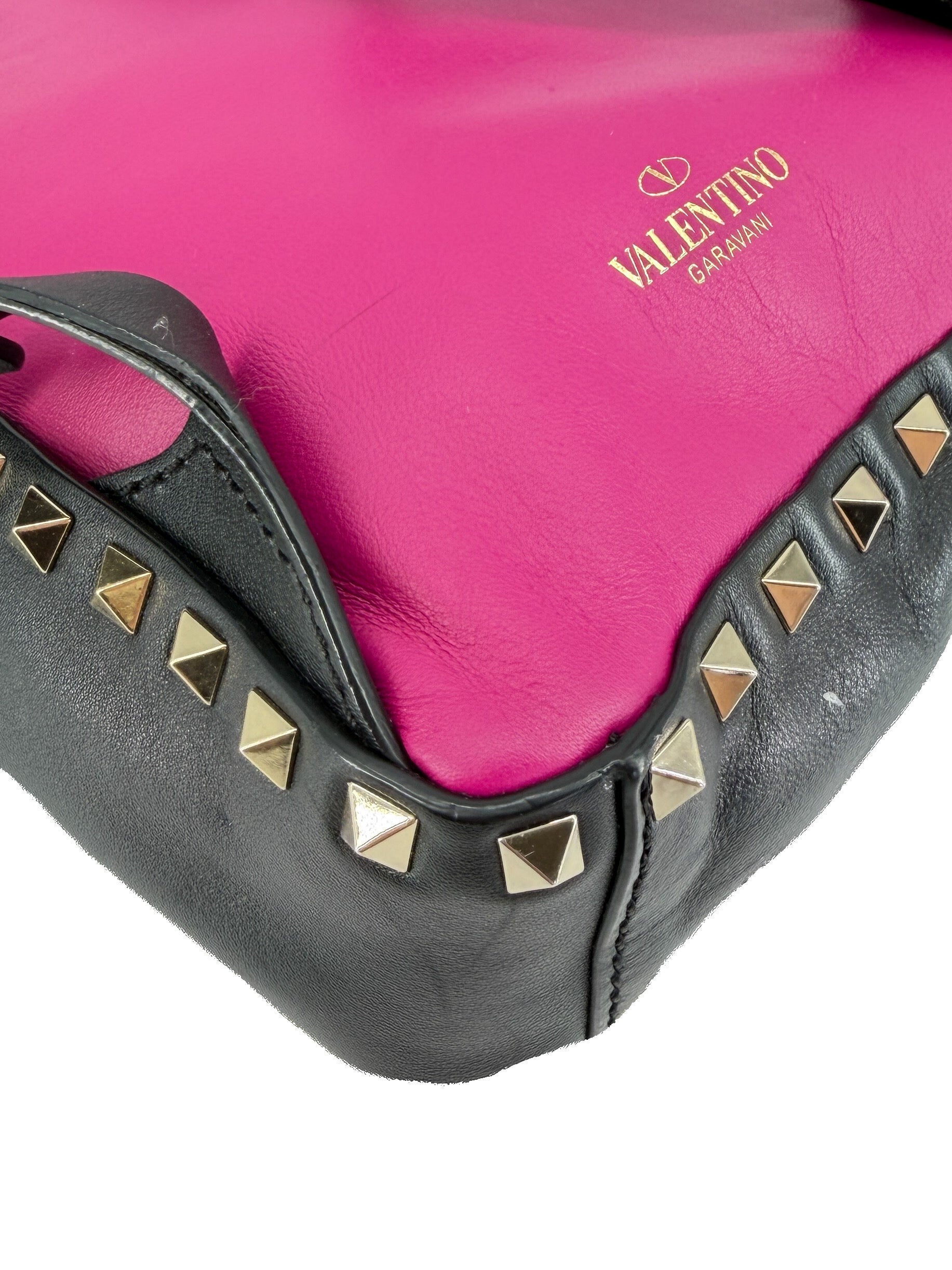 Valentino pink, black rockstud mini leather backpack