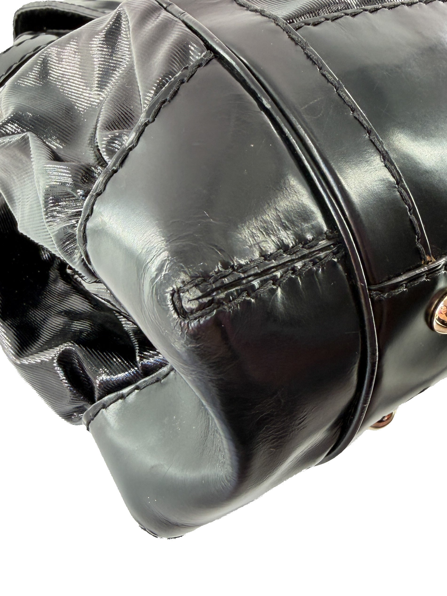 Gucci Dialux Queen black coated canvas patent leather bag 289883 204997