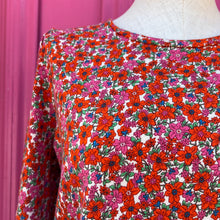 J. Crew red pink floral long sleeve top size M