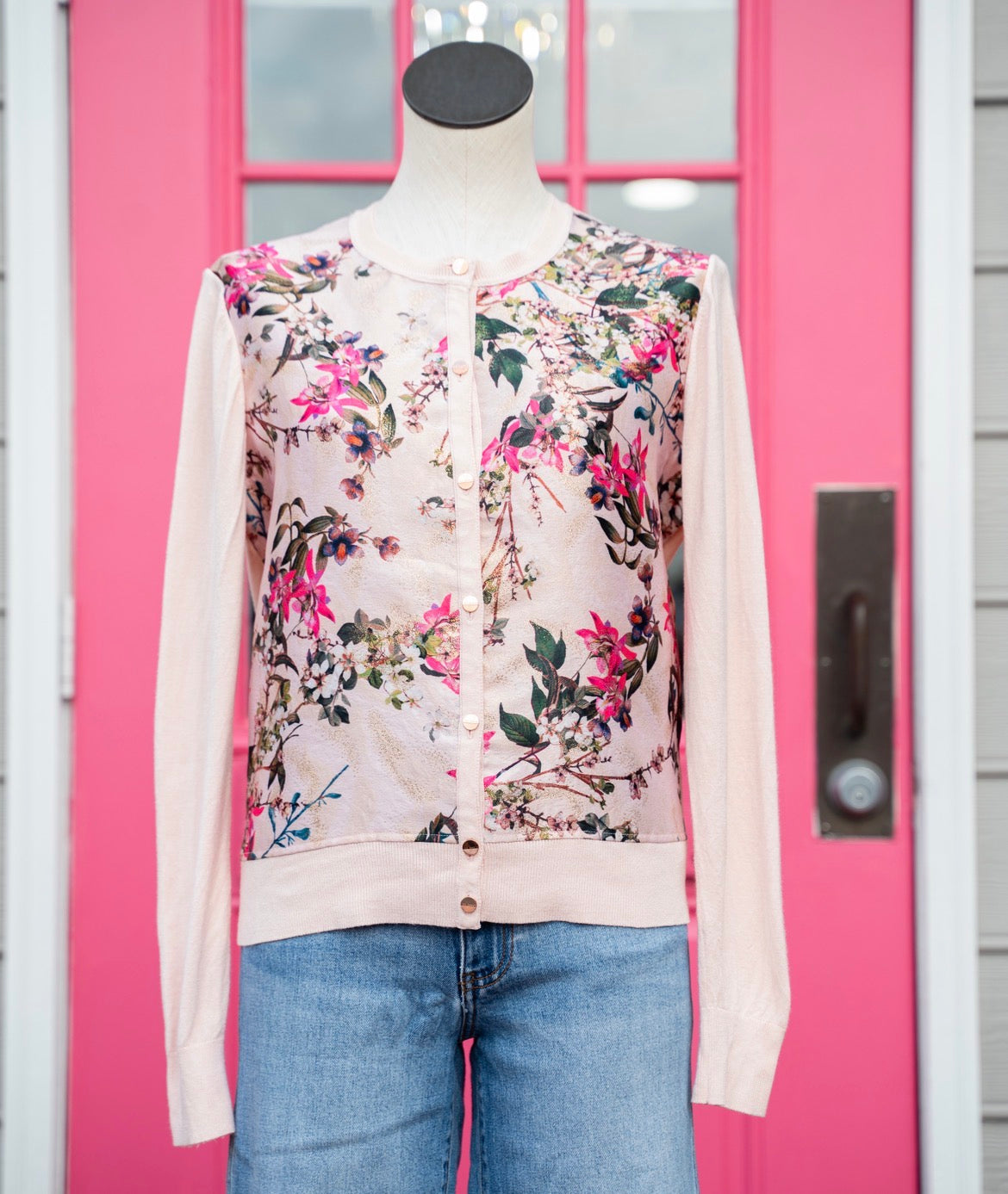 Ted Baker pink floral cardigan size 3 (US 6/8)
