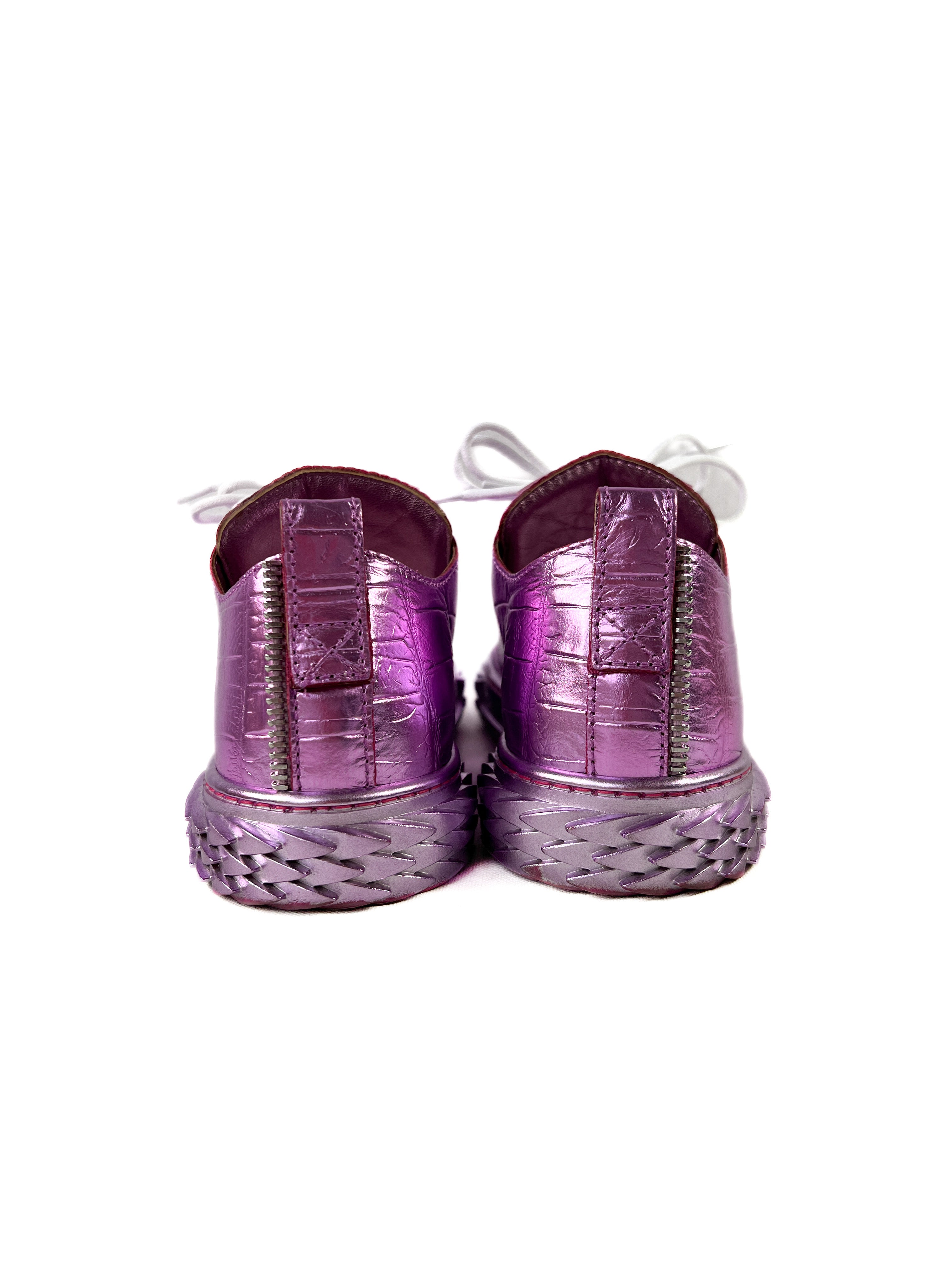 Giuseppe Zanotti purple metallic embossed sneakers size 39