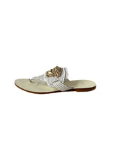 Versace white leather gold studded Medusa head sandals size 37.5 *as is*