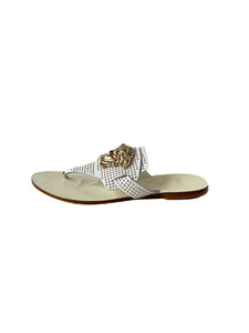 Versace white leather gold studded Medusa head sandals size 37.5 *as is*