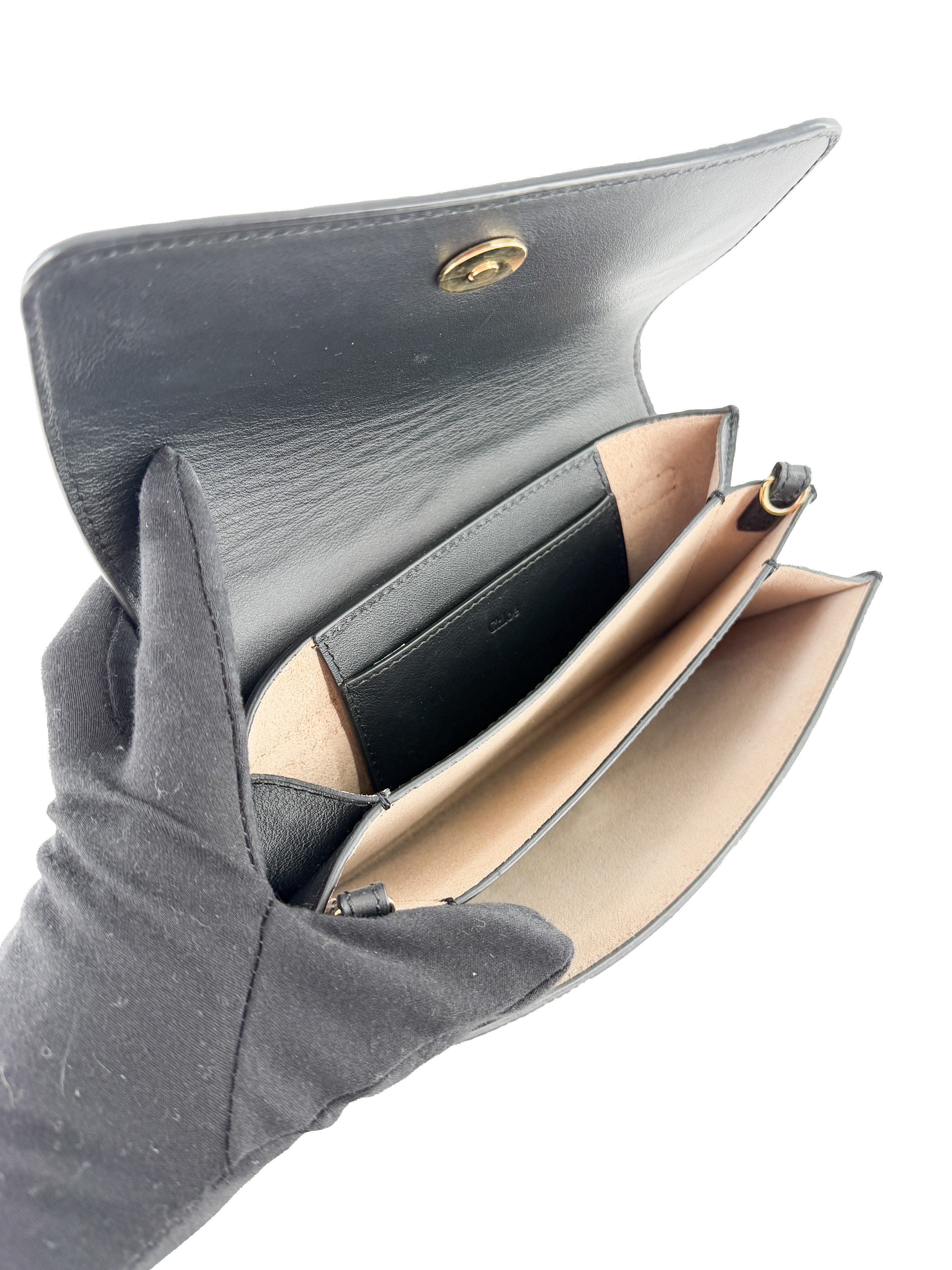 Chloé black Drew Bijou clutch with strap 04-18-60-65