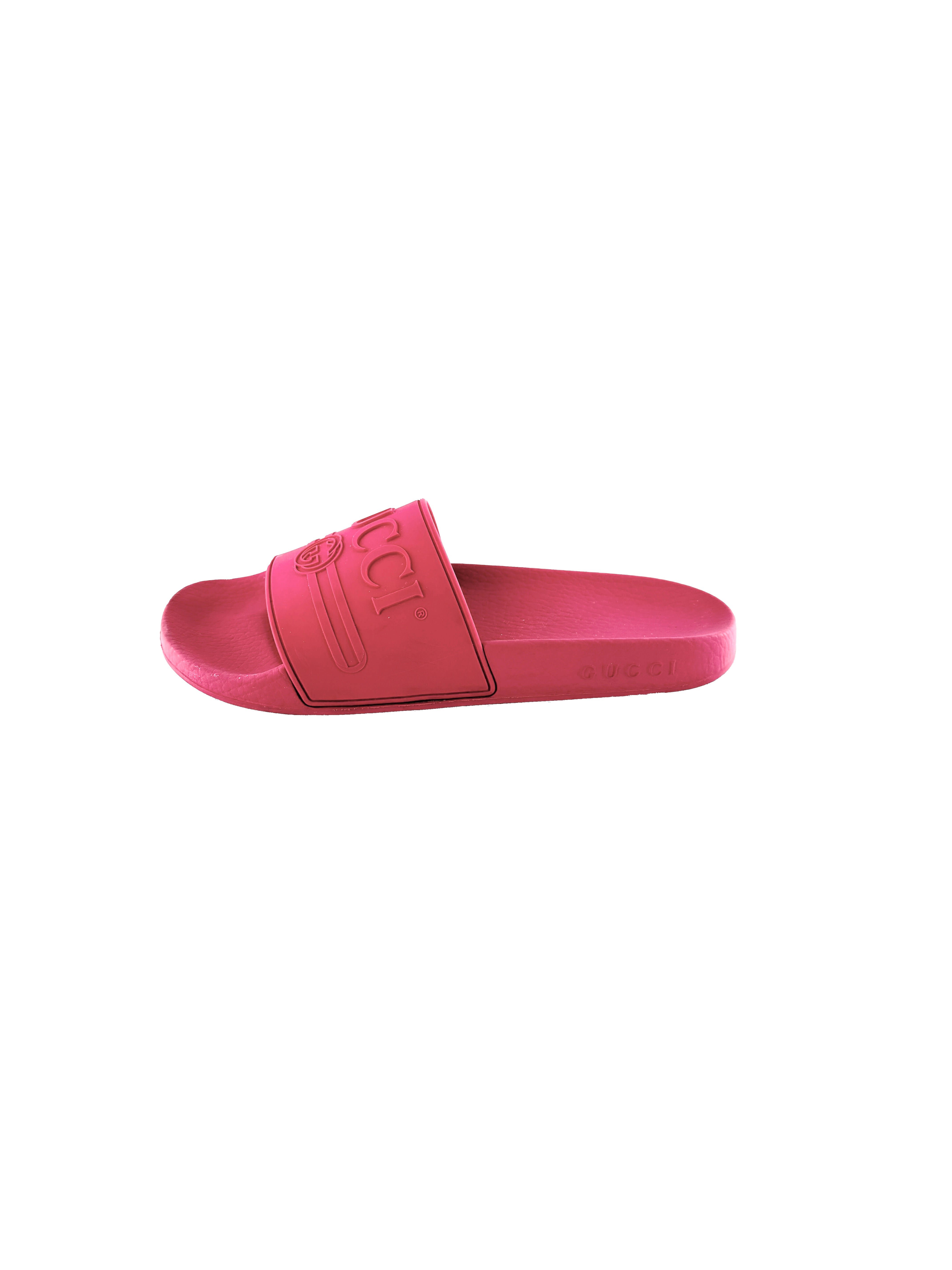 Gucci hot pink rubber pool slides size 37 BOX