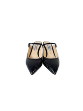 Prada black croc embossed leather heeled mules size 37