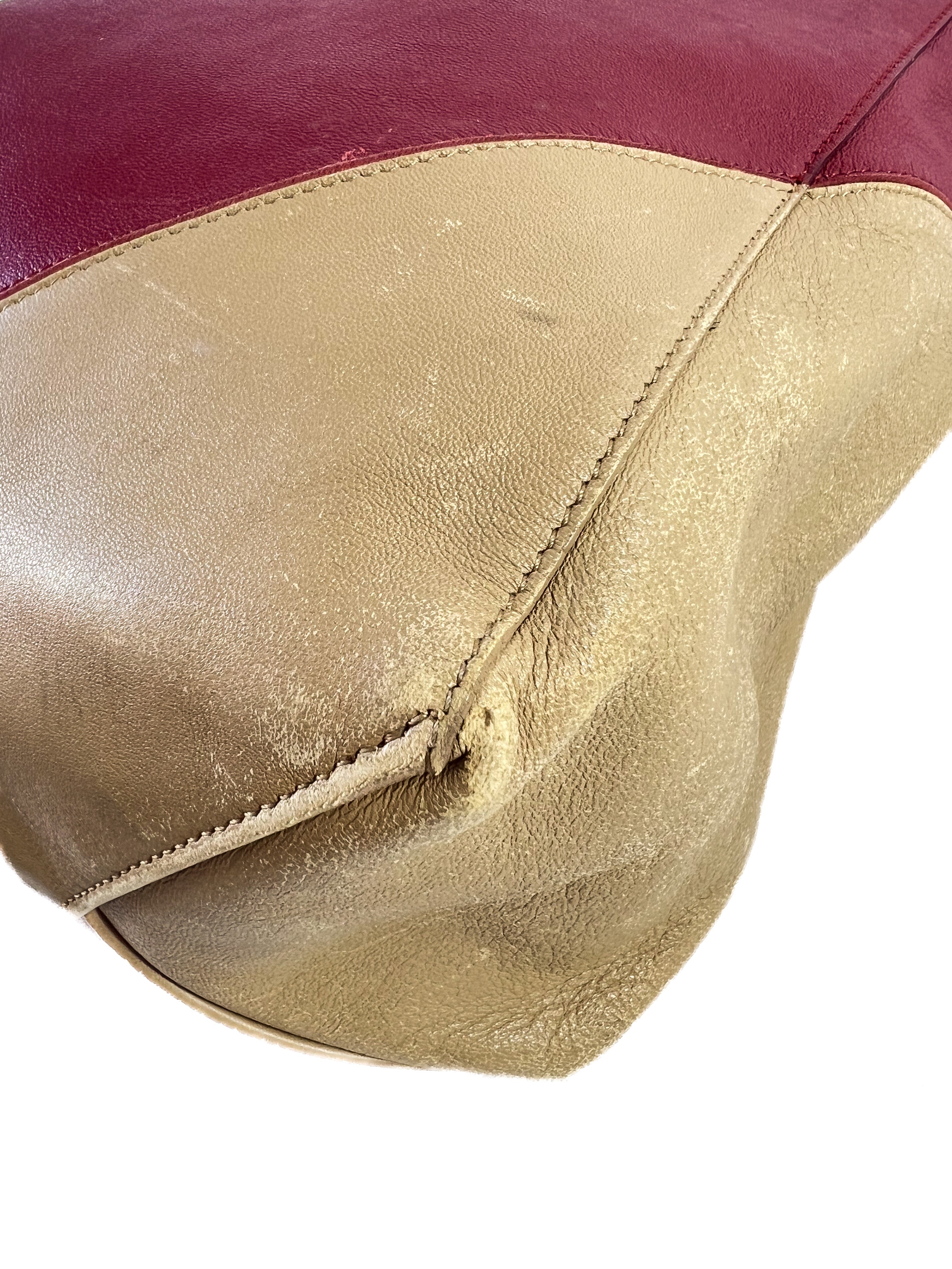 Celine Cabas vertical red/beige leather tote FGA0153