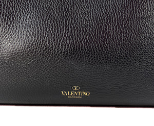 Valentino Garavani black rockstud calfskin leather tote