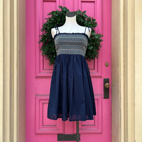 Tory Burch navy embroidered tank dress size XL