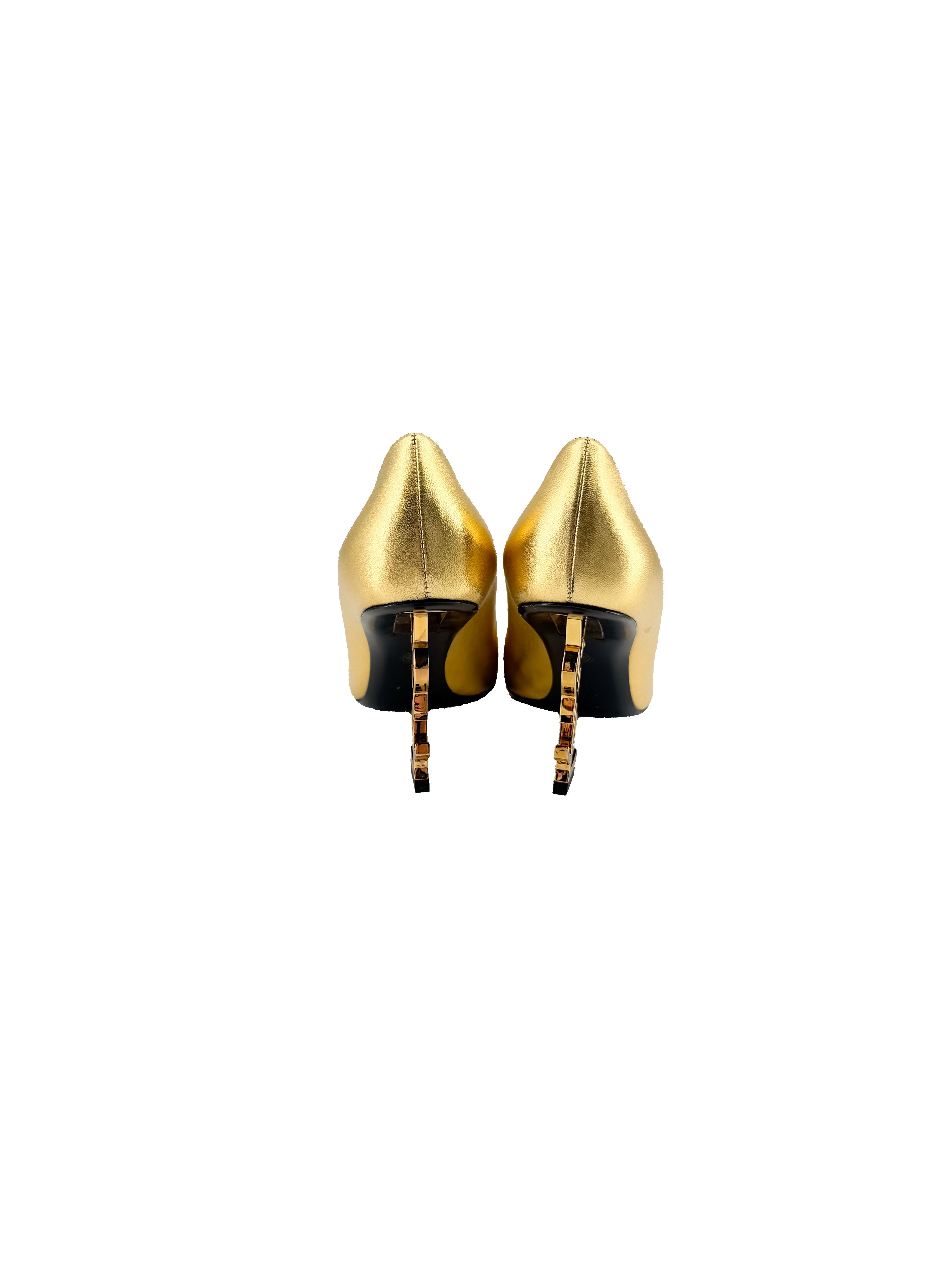 Saint Laurent gold metallic calfskin Opyum pumps size 38