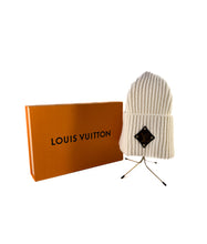 Louis Vuitton cream knit patch beanie hat BOX