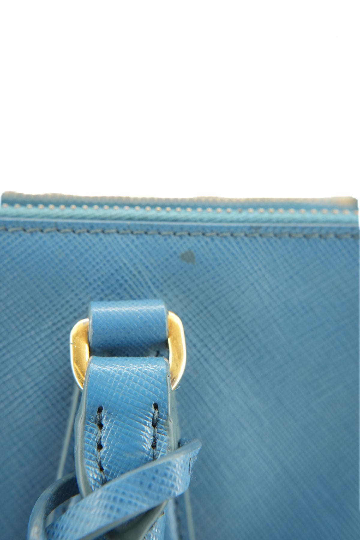 Prada blue leather saffiano Galleria double zip tote 31 Y
